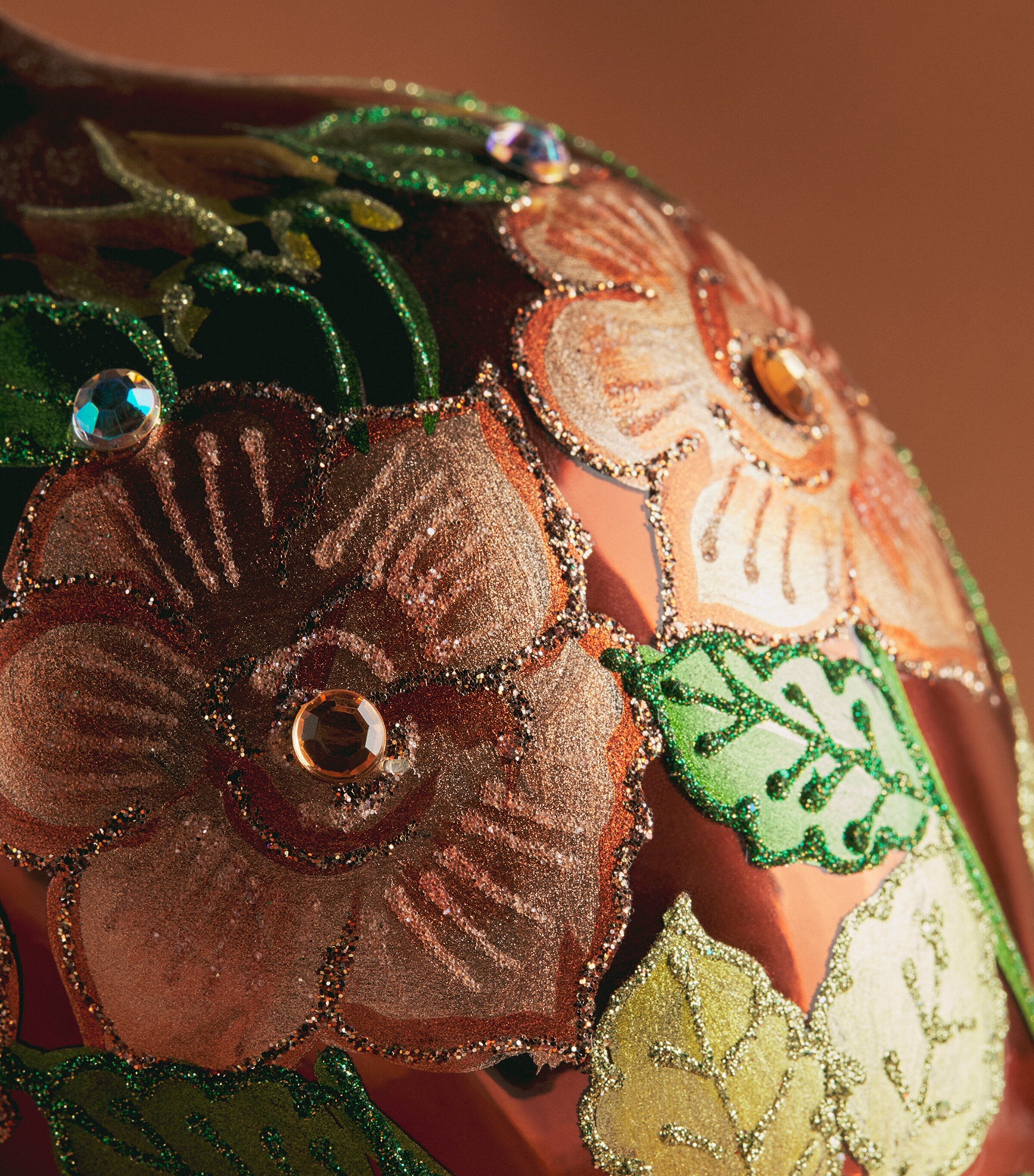 Harrods Floral Egg Bauble Bronze Image 2