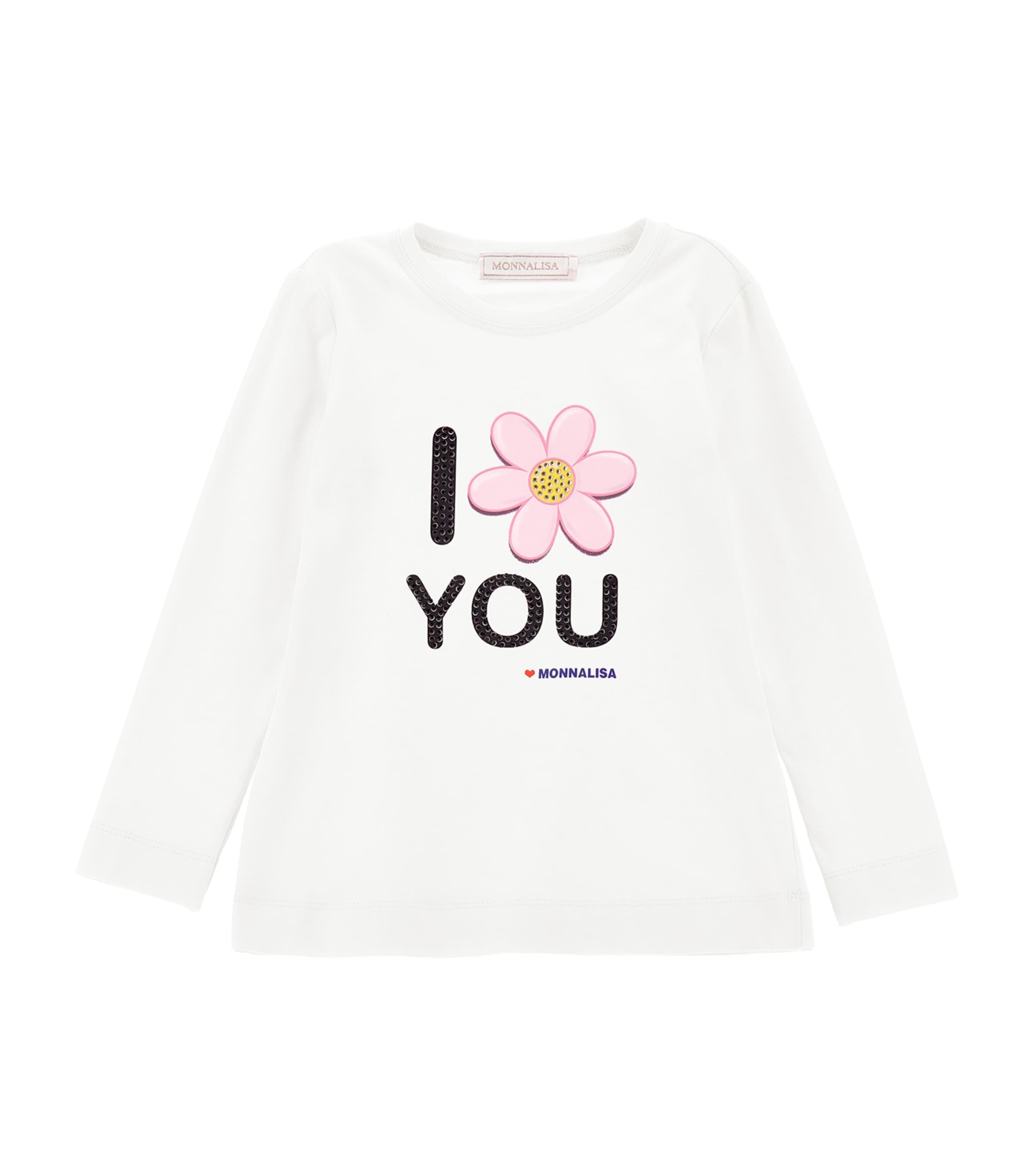 MONNALISA I LOVE YOU FLORAL T-SHIRT 