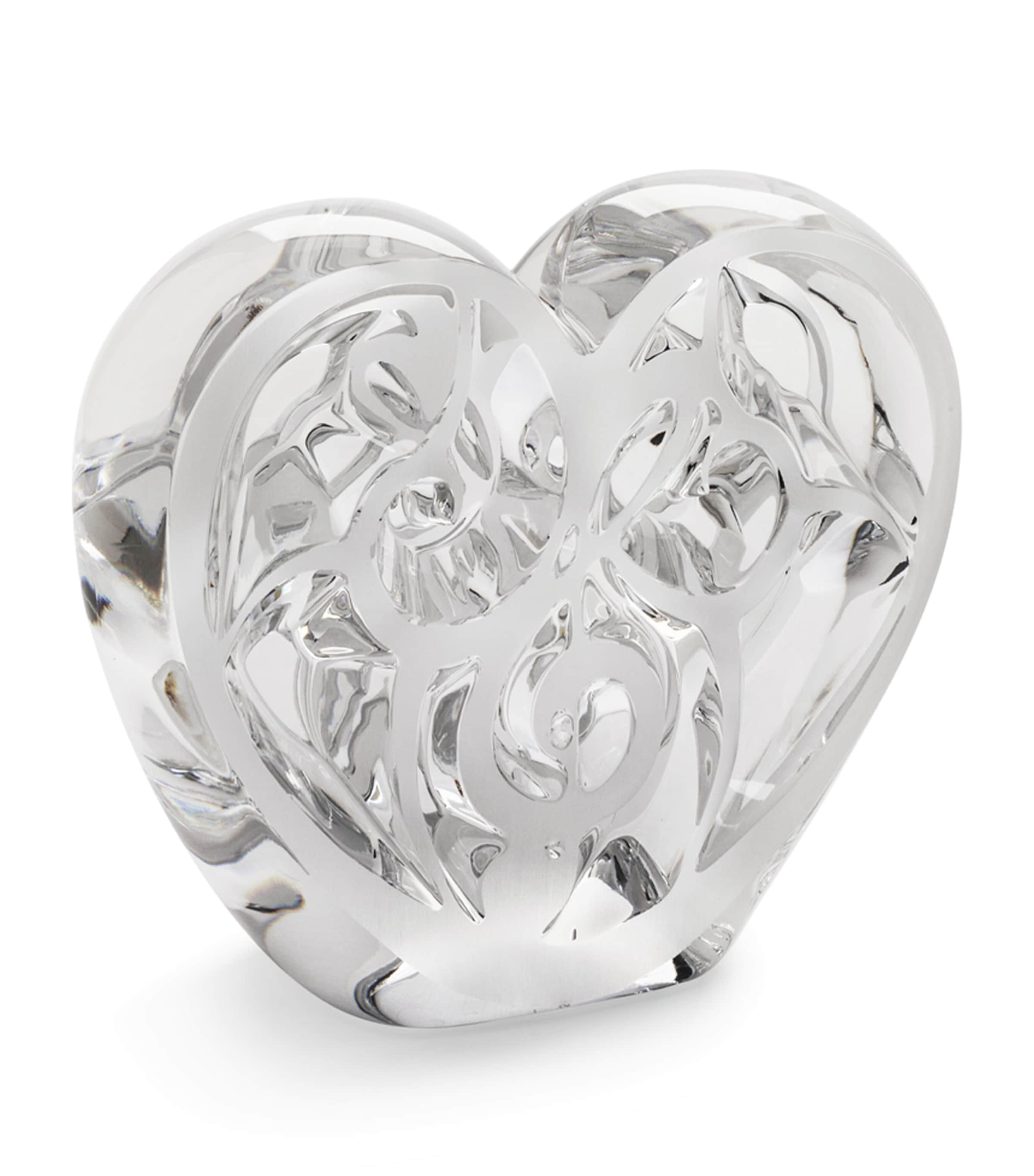 Lalique Music Is Love Heart Sculpture In Clear