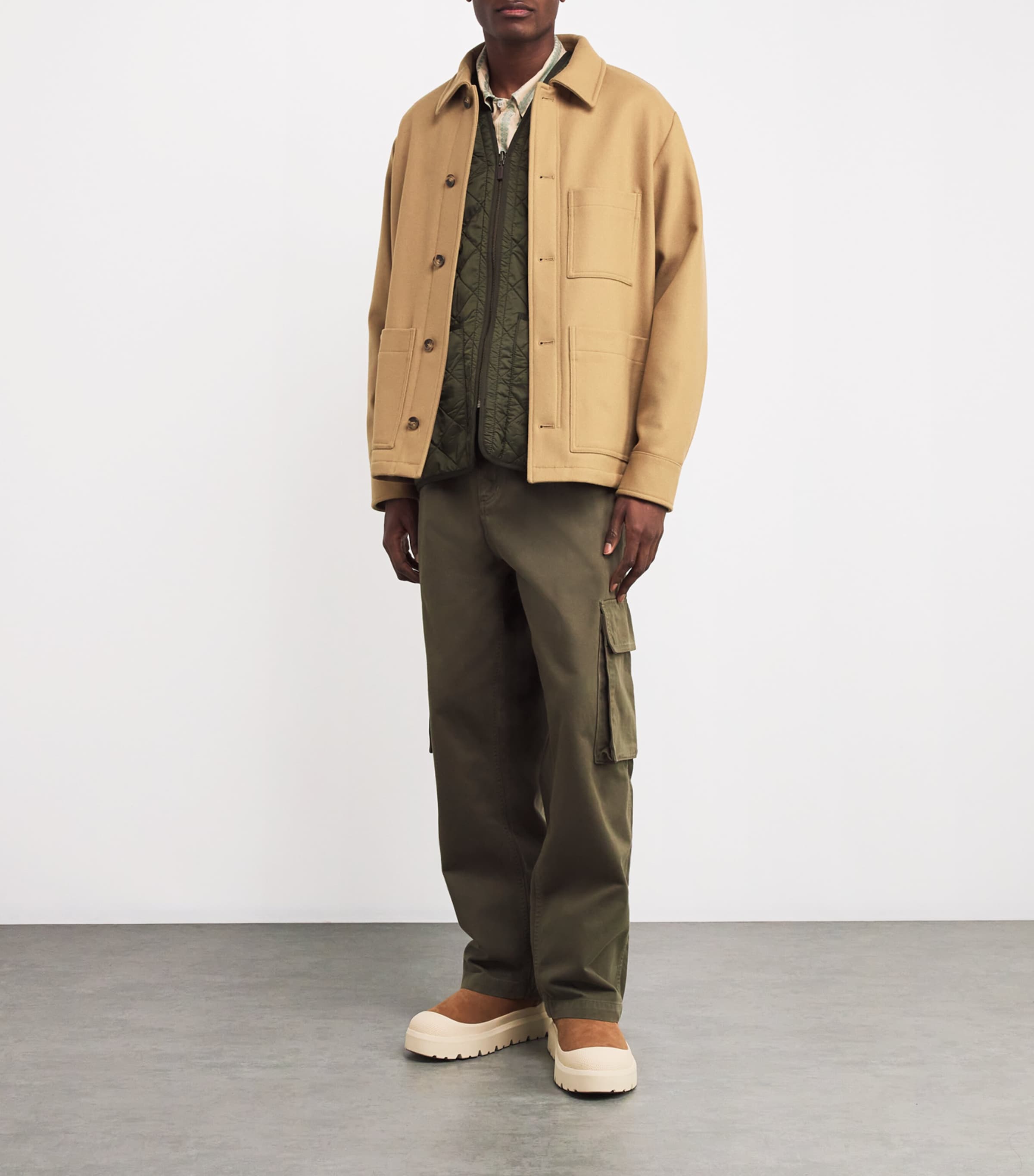 Quilted Zip-In Liner Gilet OLIVE Image 2