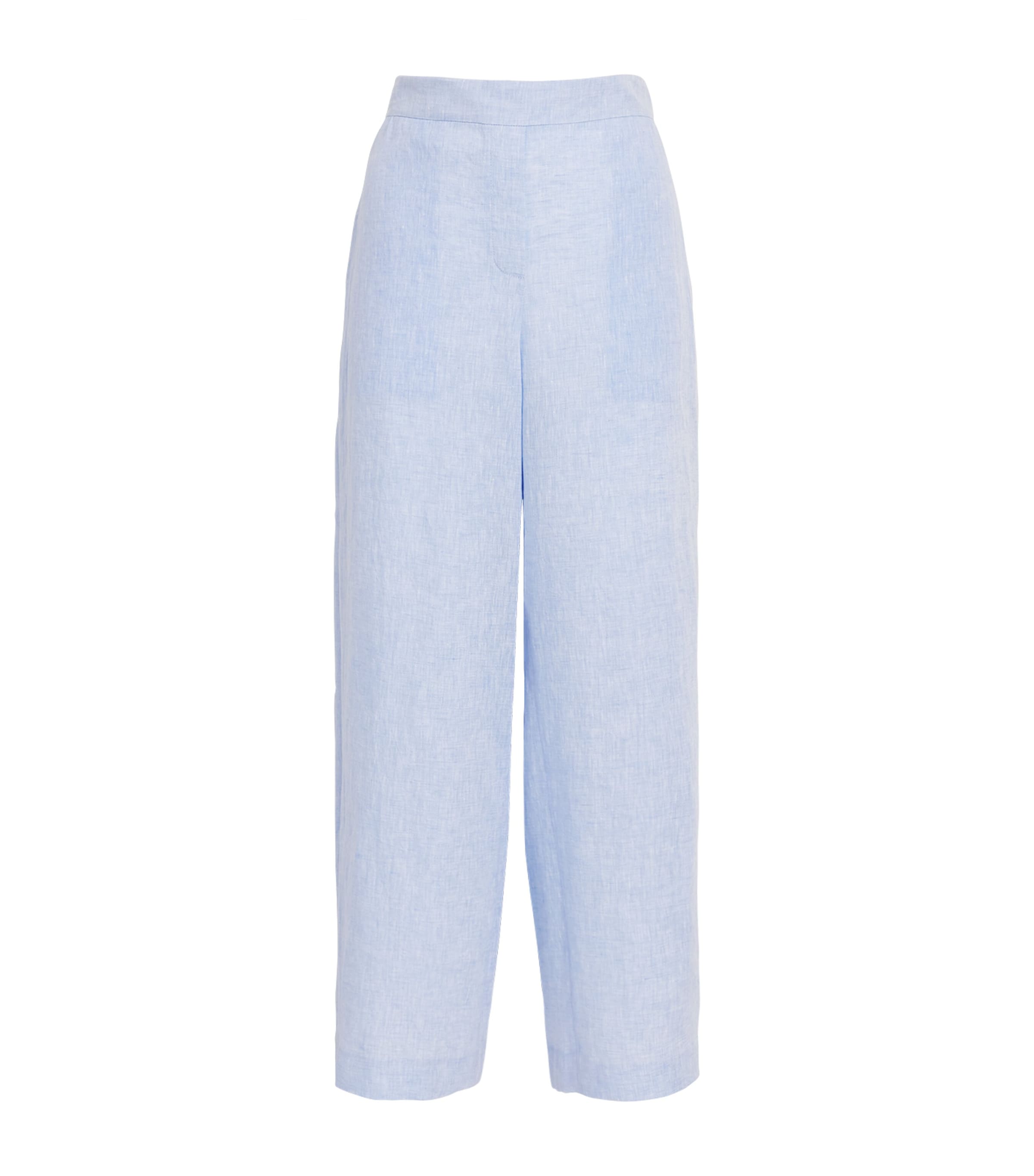 Lafayette 148 Womens Linen Wide-Leg Trousers Delme Delph Blu Mlng Image 1