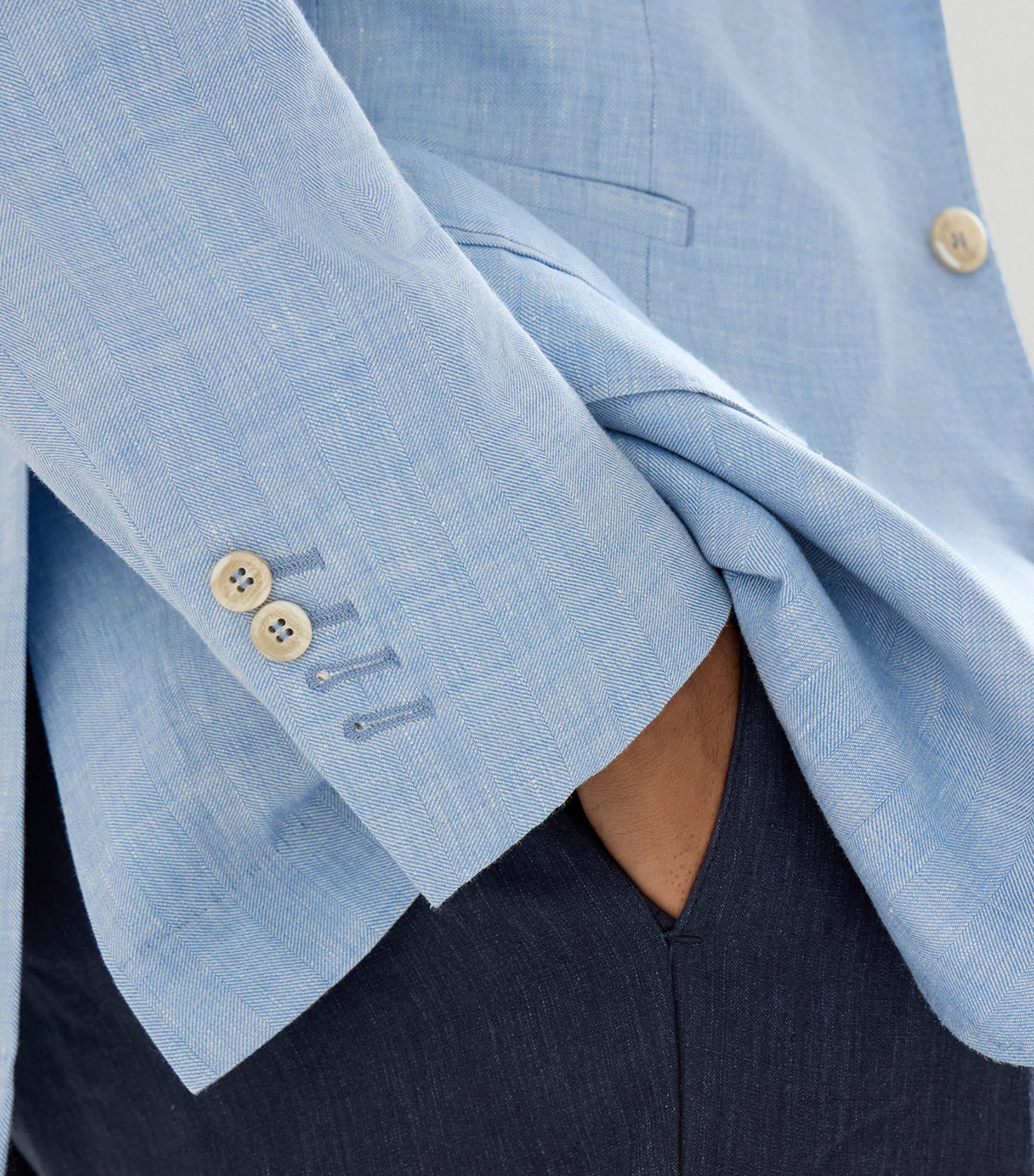 Brunello Cucinelli Mens Linen-Wool Deconstructed Blazer Image 6