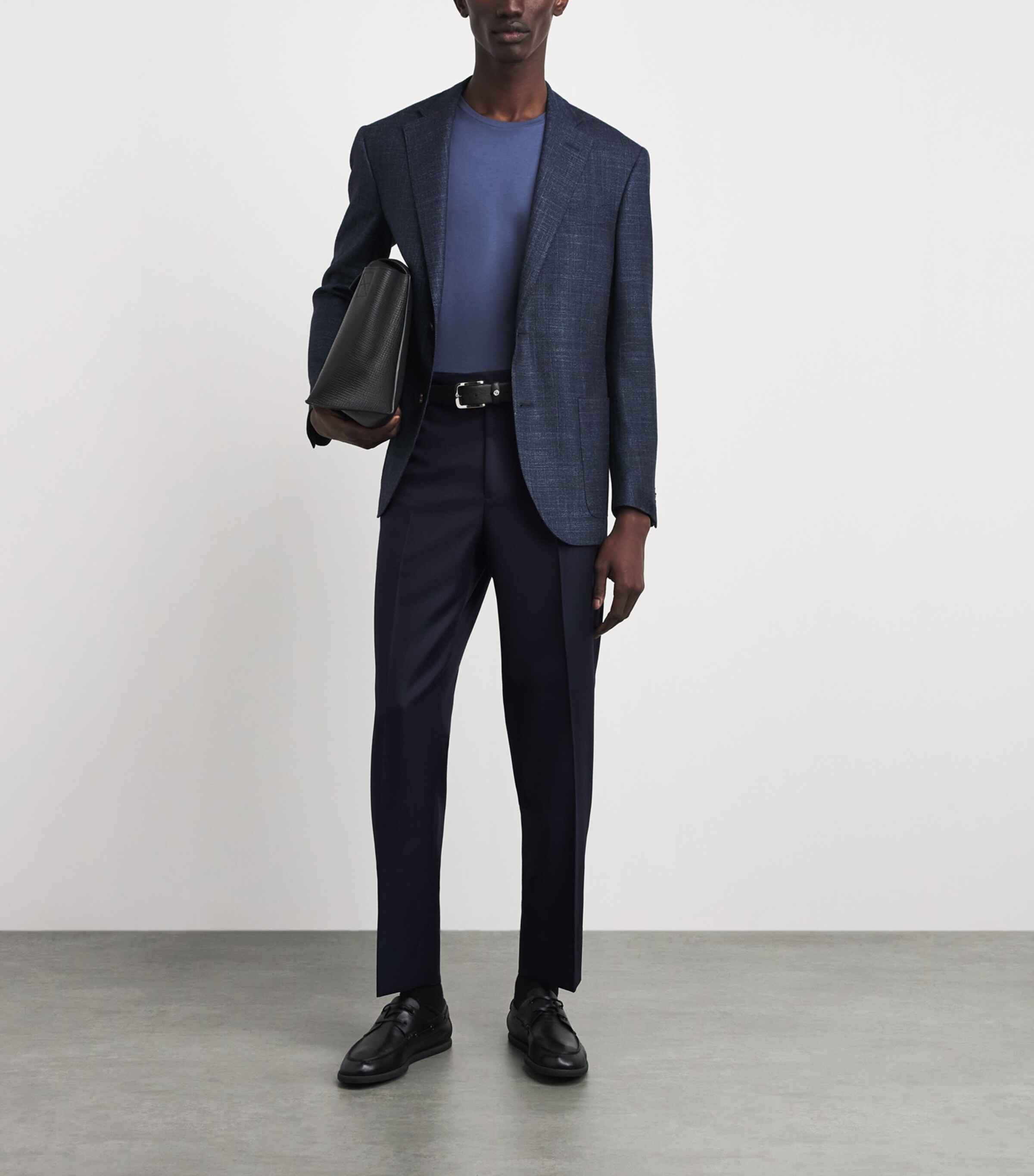 Corneliani Mens Virgin Wool Slim Trousers Dark Blue Image 2