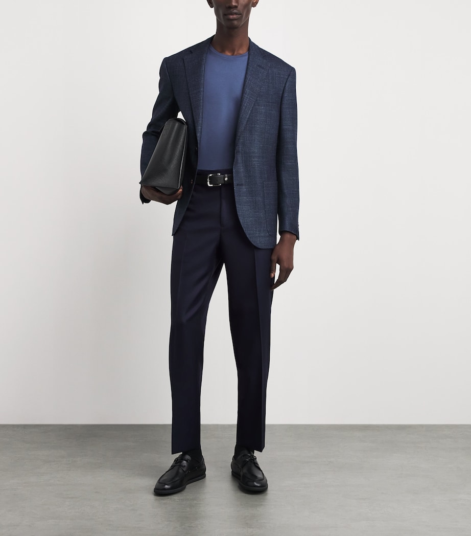 Corneliani Mens Virgin Wool Slim Trousers Dark Blue Image 2