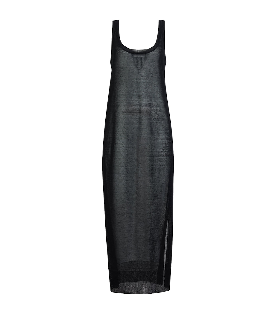 Alaïa Womens Linen-Silk Midi Slip Dress Black Image 1