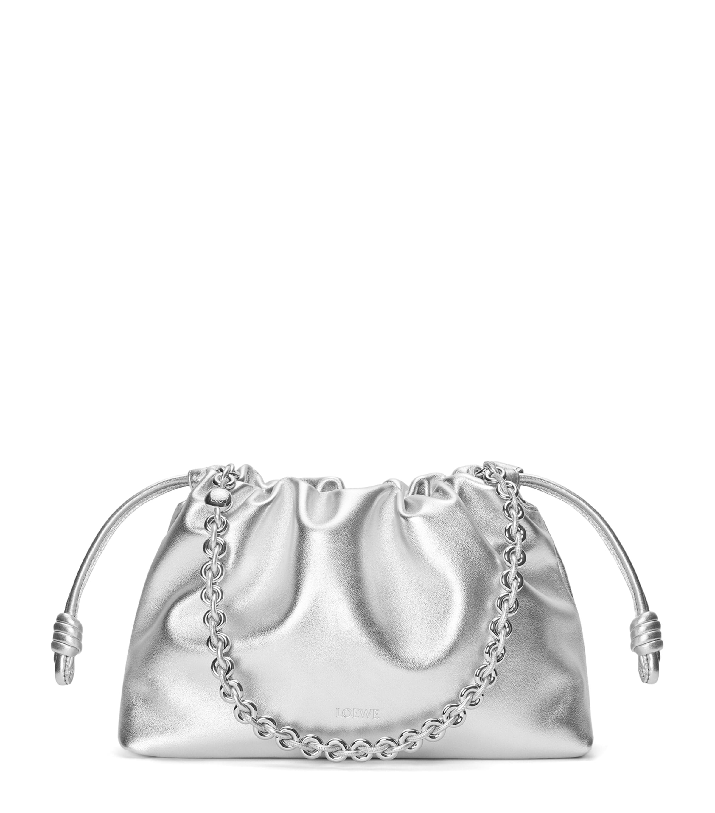 Medium Metallic Leather Flamenco Purse SILVER Image 1