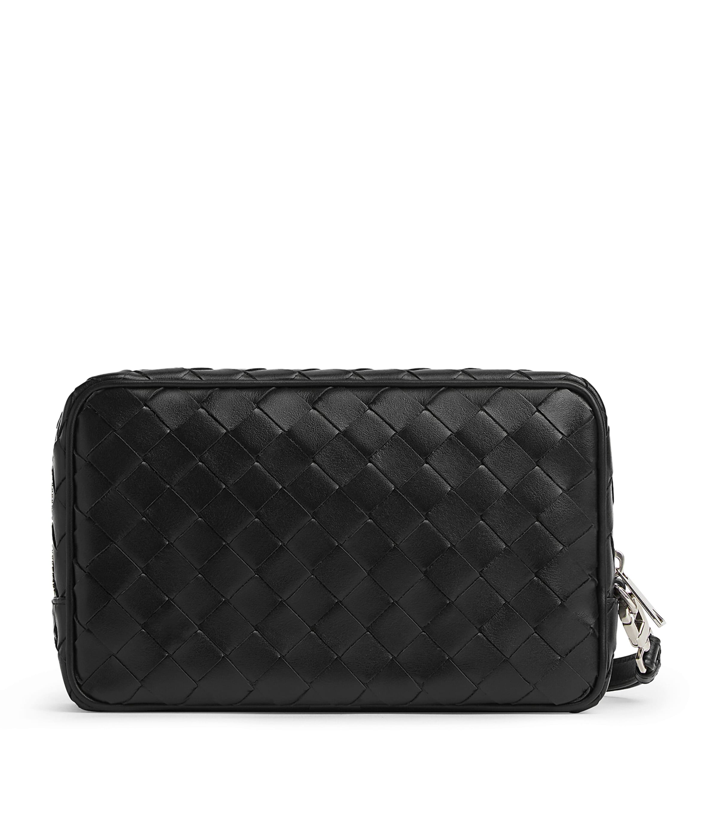 Bottega Veneta Leather Intrecciato Pouch In Black