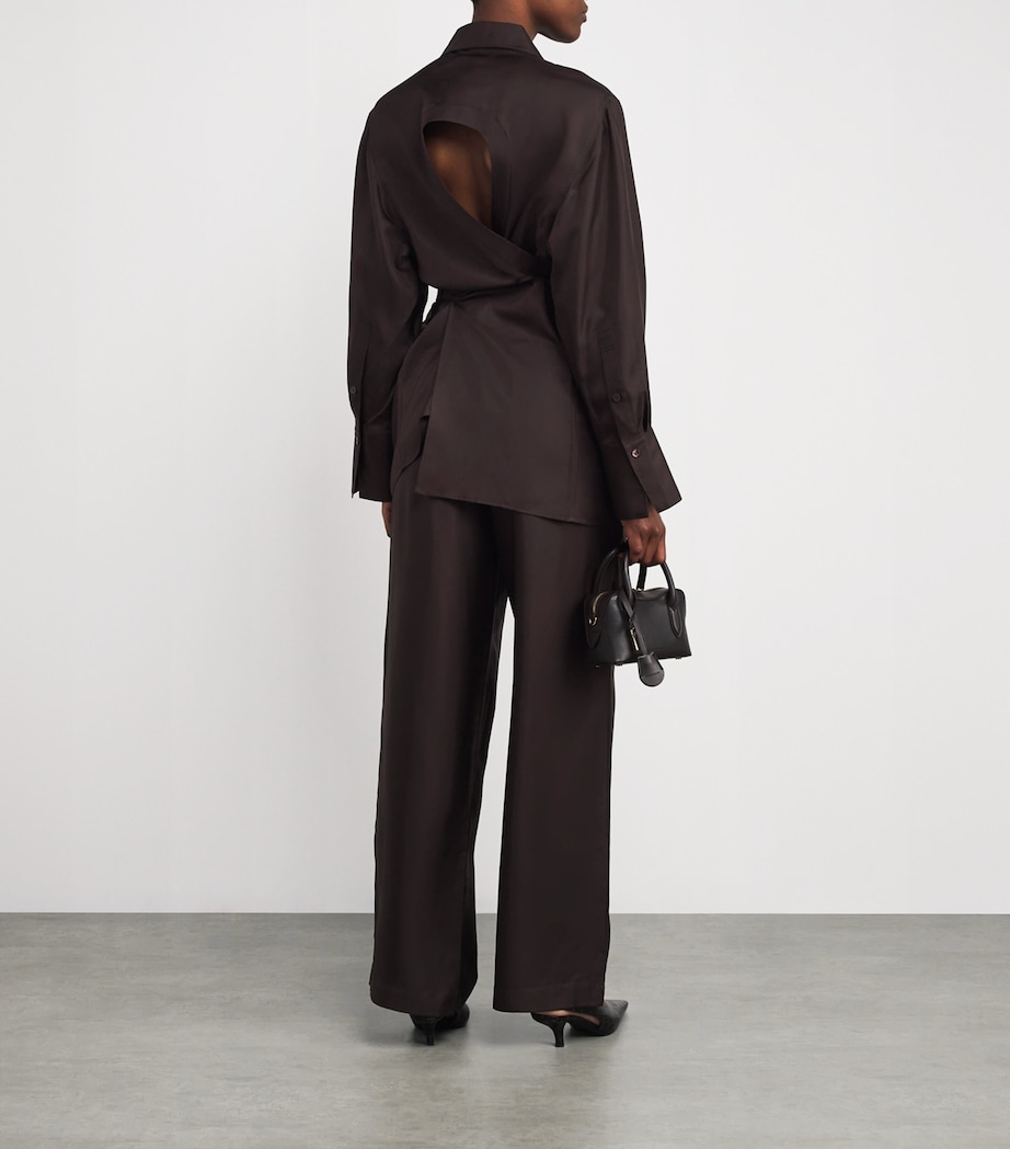 Silk Deconstructed Shirt 244 MAHOGANY Image 2