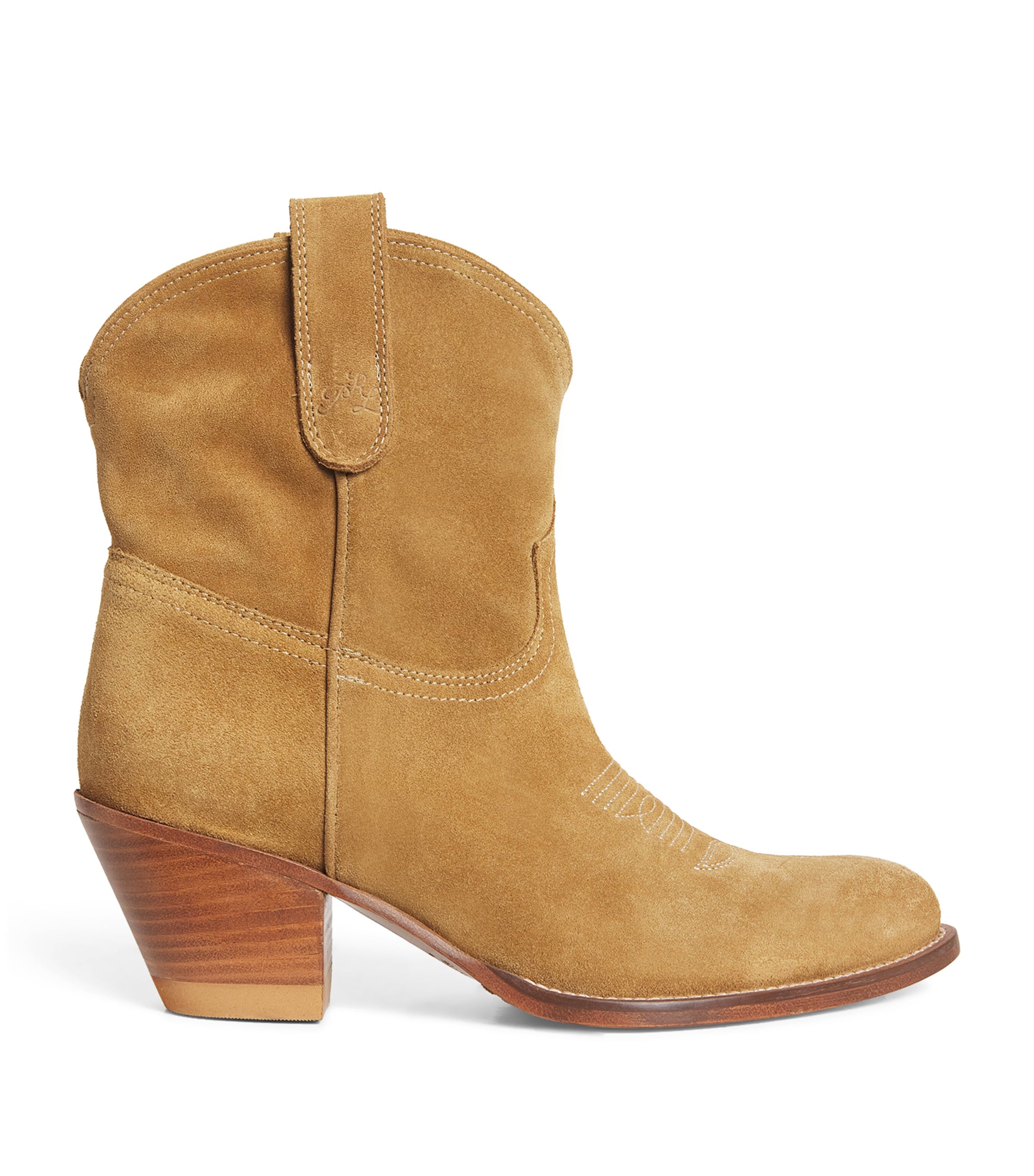 Suede Western Ankle Boots 55 CARAMEL Image 1