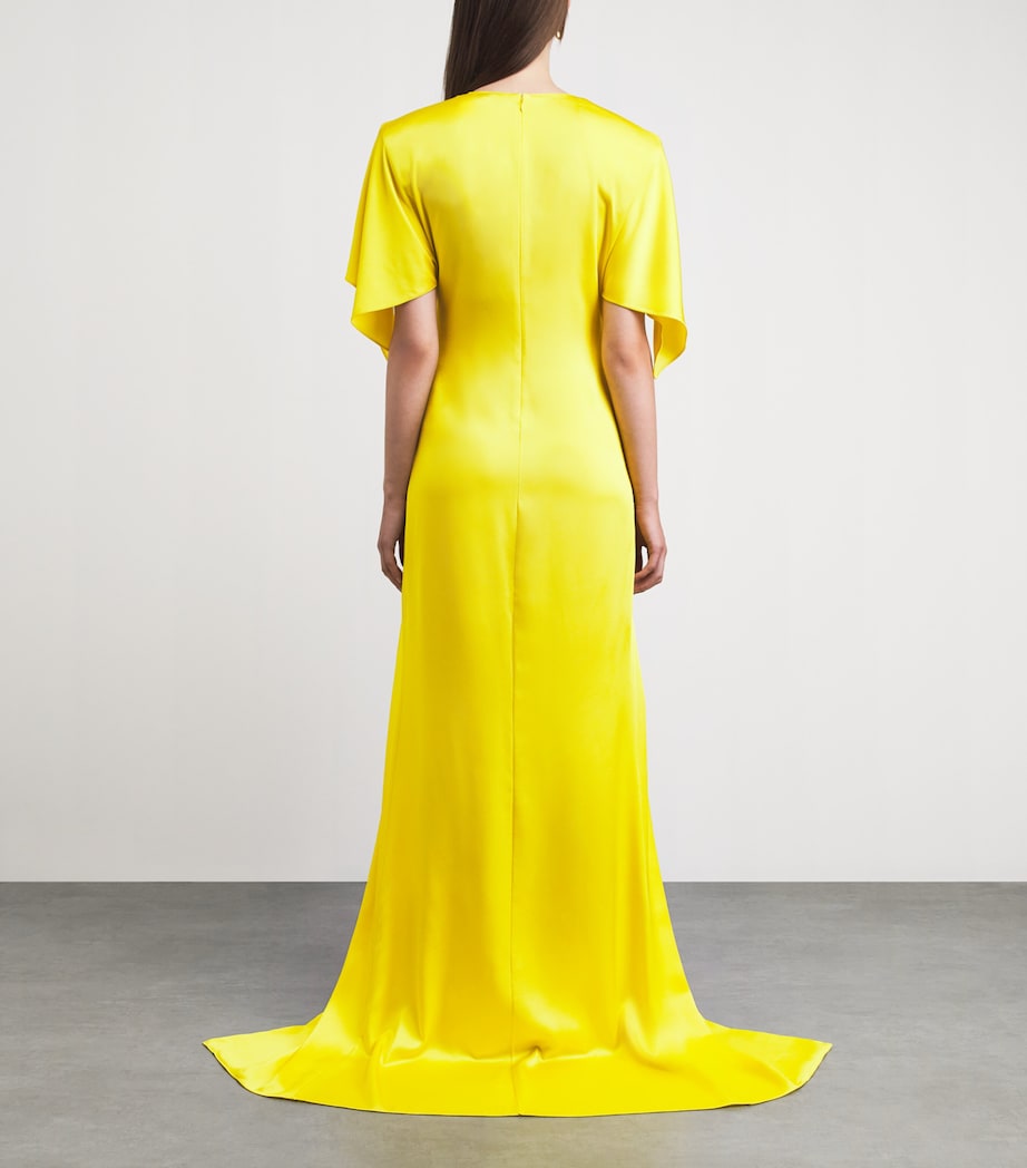bright yellow satin dress Yellow Satin A-Line Prom Dress with High Side Split and Spaghetti Straps for Formal Evening Wear from Dhgate Prom Dresses