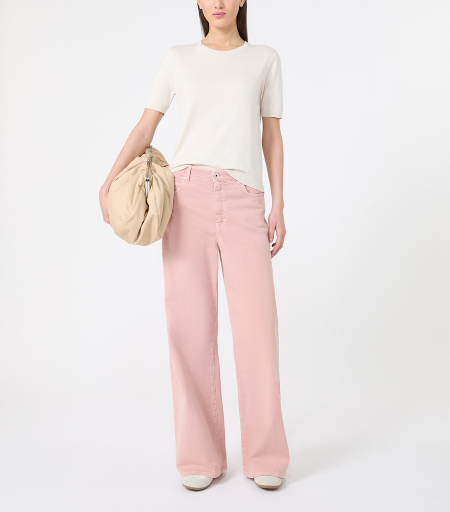 Weekend Max Mara Womens Silk-Cotton Knitted Top Ecru Image 5