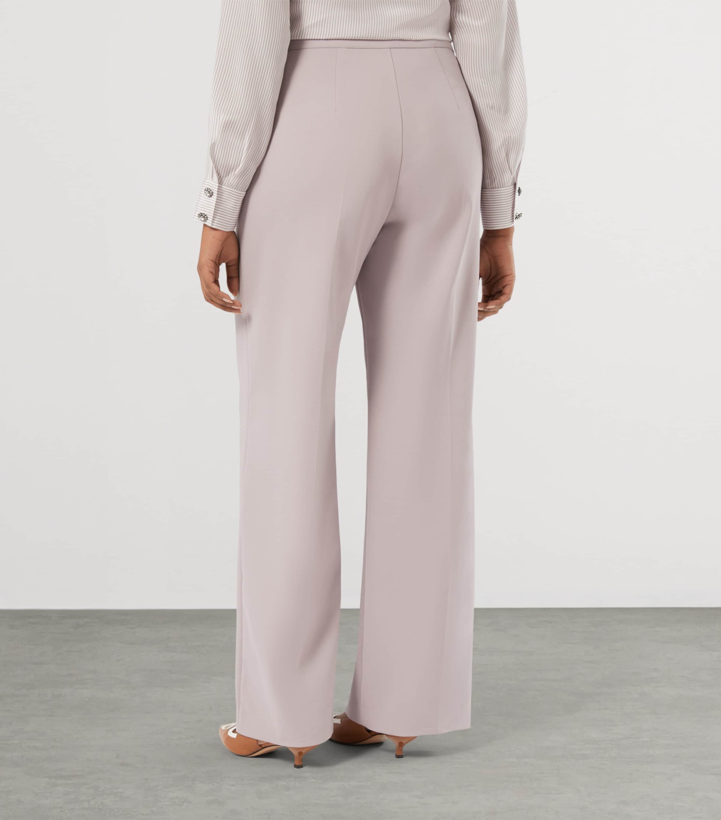 Marina Rinaldi Womens Cotton-Blend Tailored Trousers Lilac Image 4