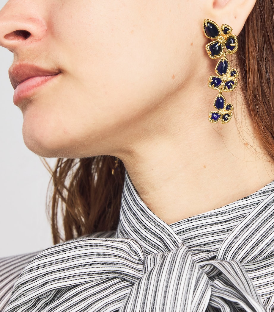 Large Bloom Dangle Earrings GOBLU/GOLD/BLUE Image 5