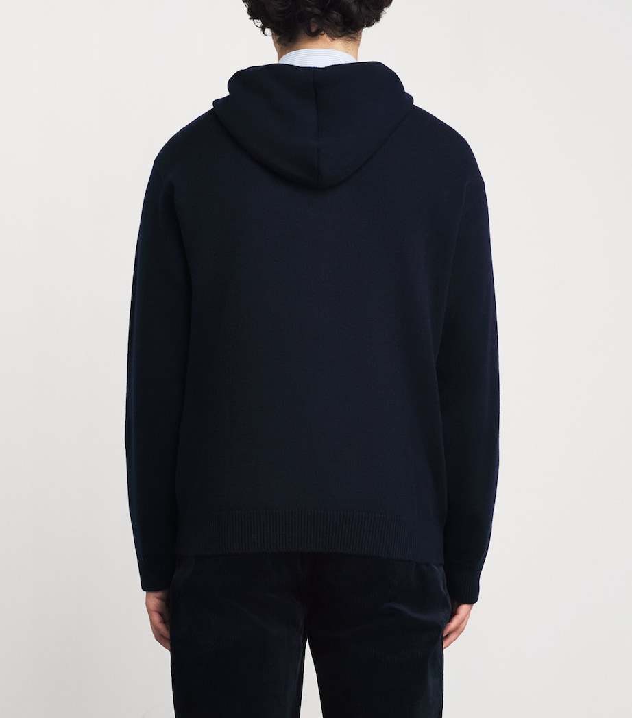 Harrods Mens Cashmere Hoodie T&d Navy Image 4