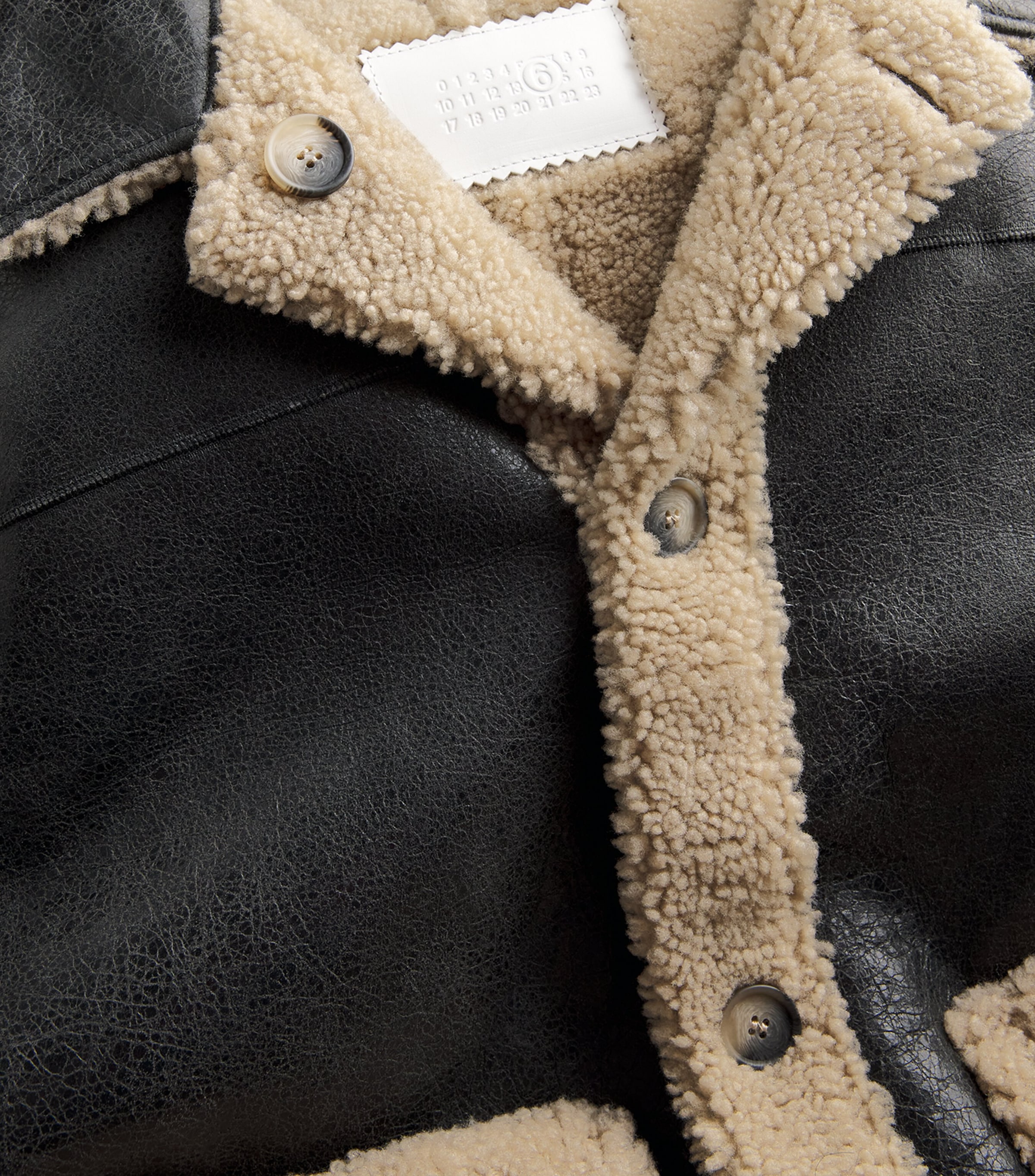 Leather Shearling Reversible Jacket 961 - BEIGE/BLACK Image 5