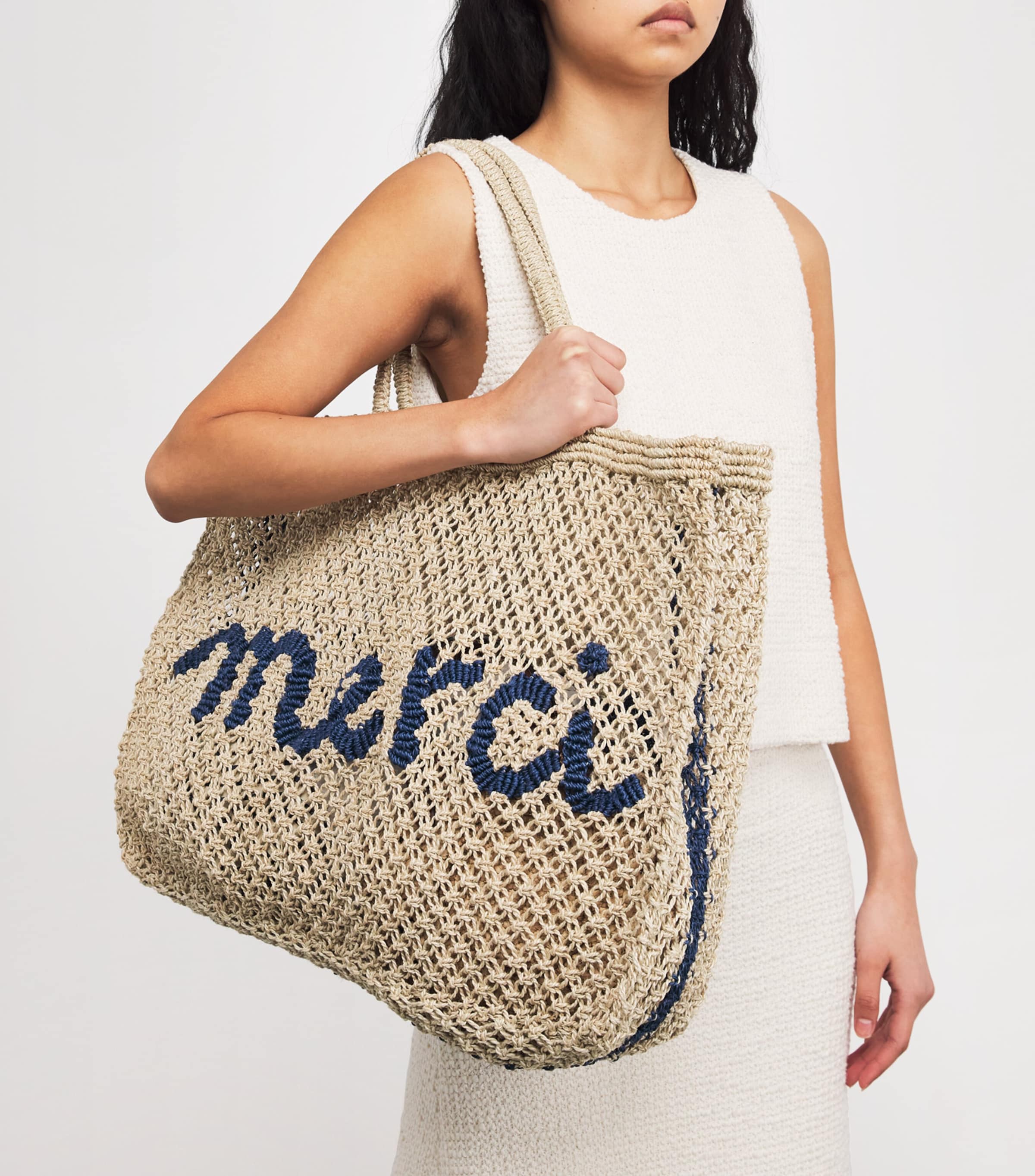 the Jacksons Large Jute Merci Tote Bag | Harrods US