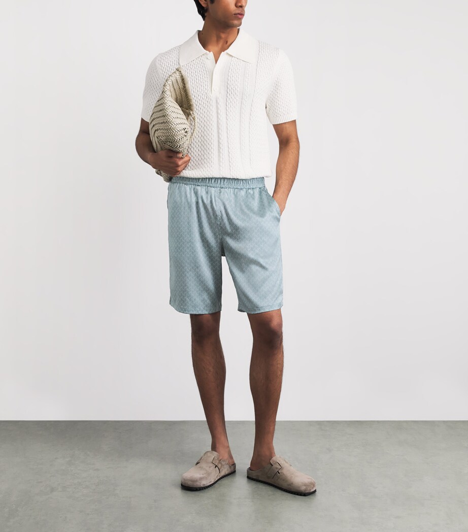 Frescobol Carioca Mens Silk Palma Wood Knot Shorts Coastal Blue Image 2