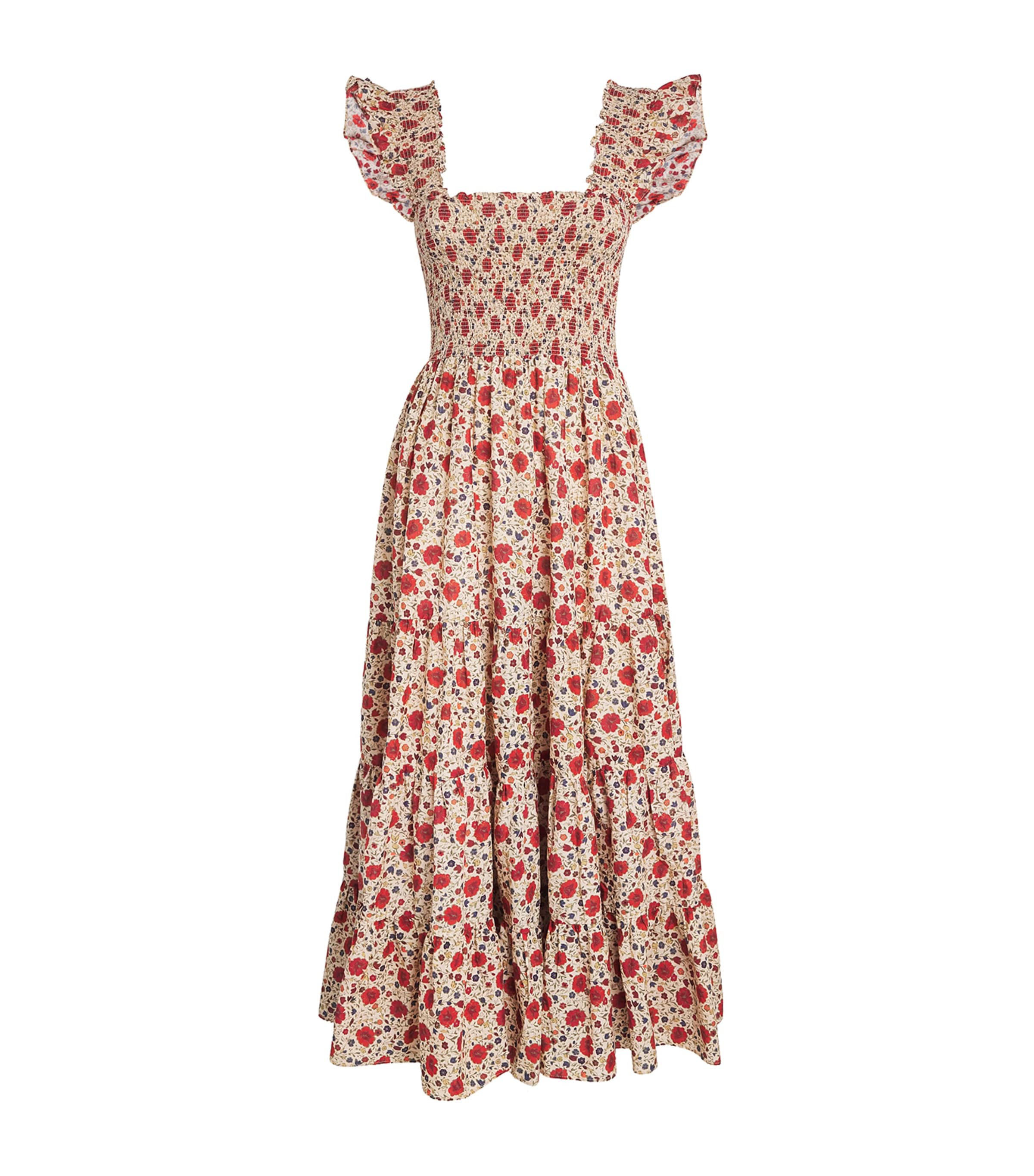 Rixo London Cotton Floral Kendall Midi Dress In Red