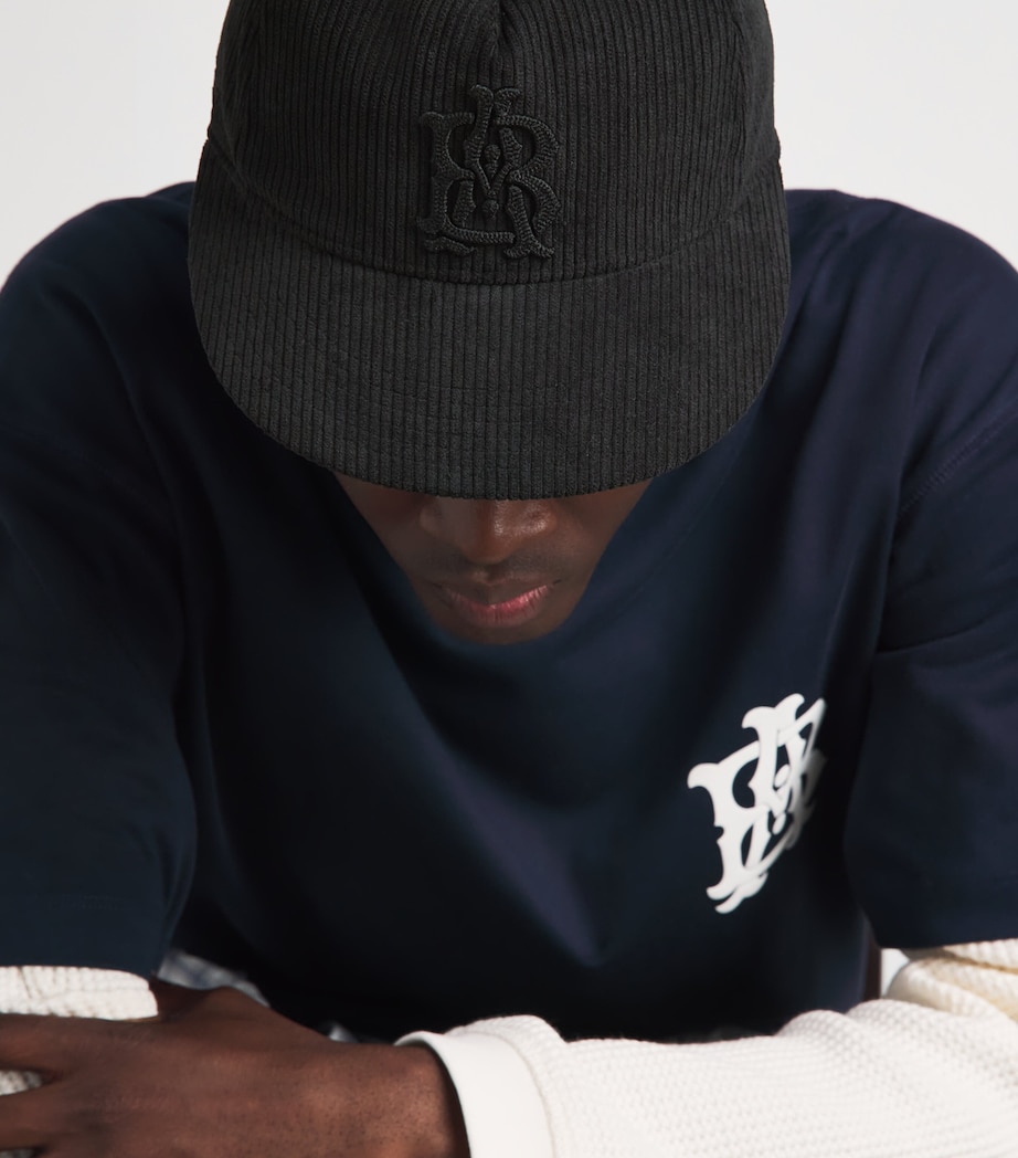 about:blank Corduroy Monogram Cap Black Image 2