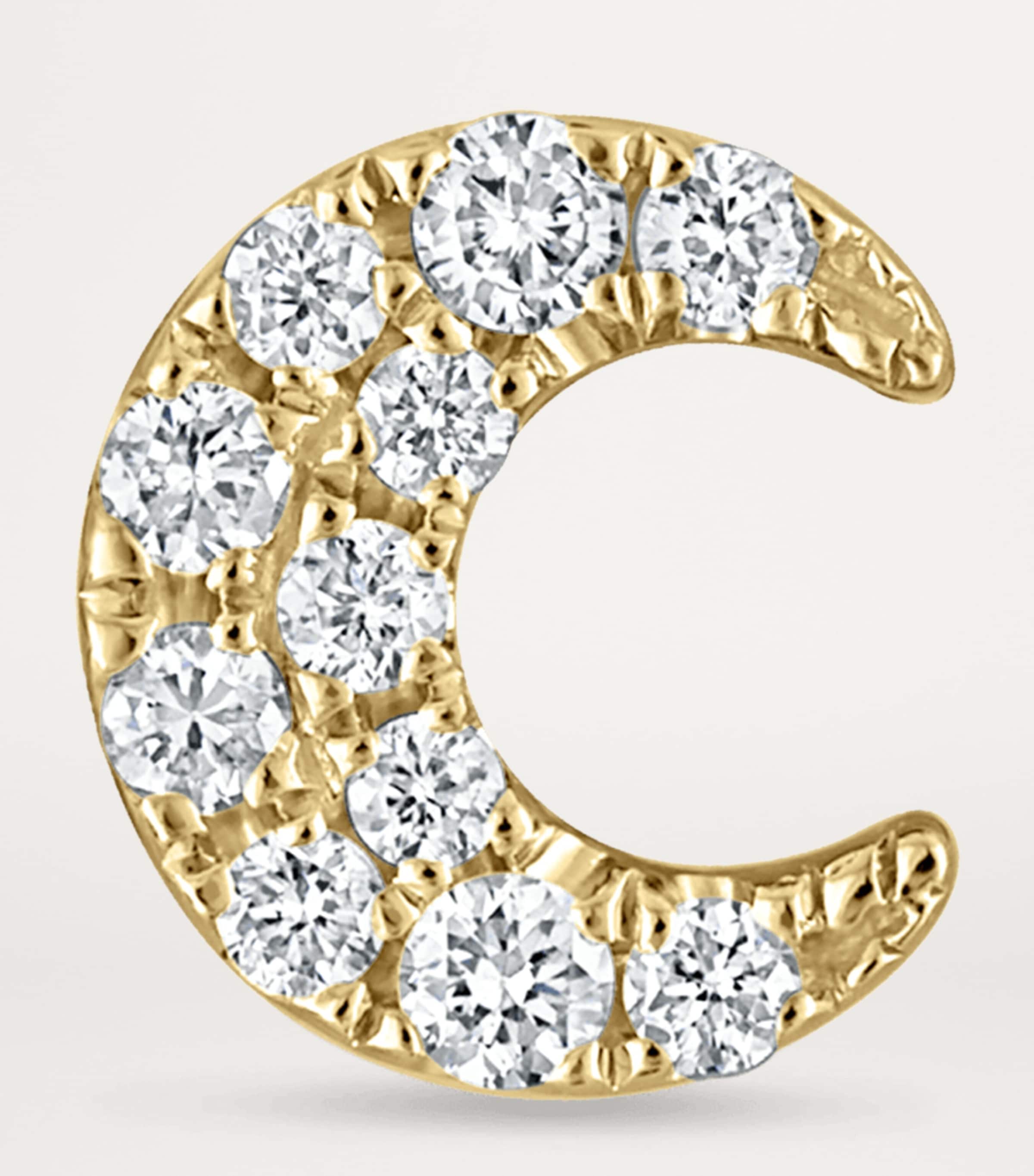 Maria Tash Diamond Moon Single Threaded Stud Earring (4.5mm) Yellow Gold Image 2