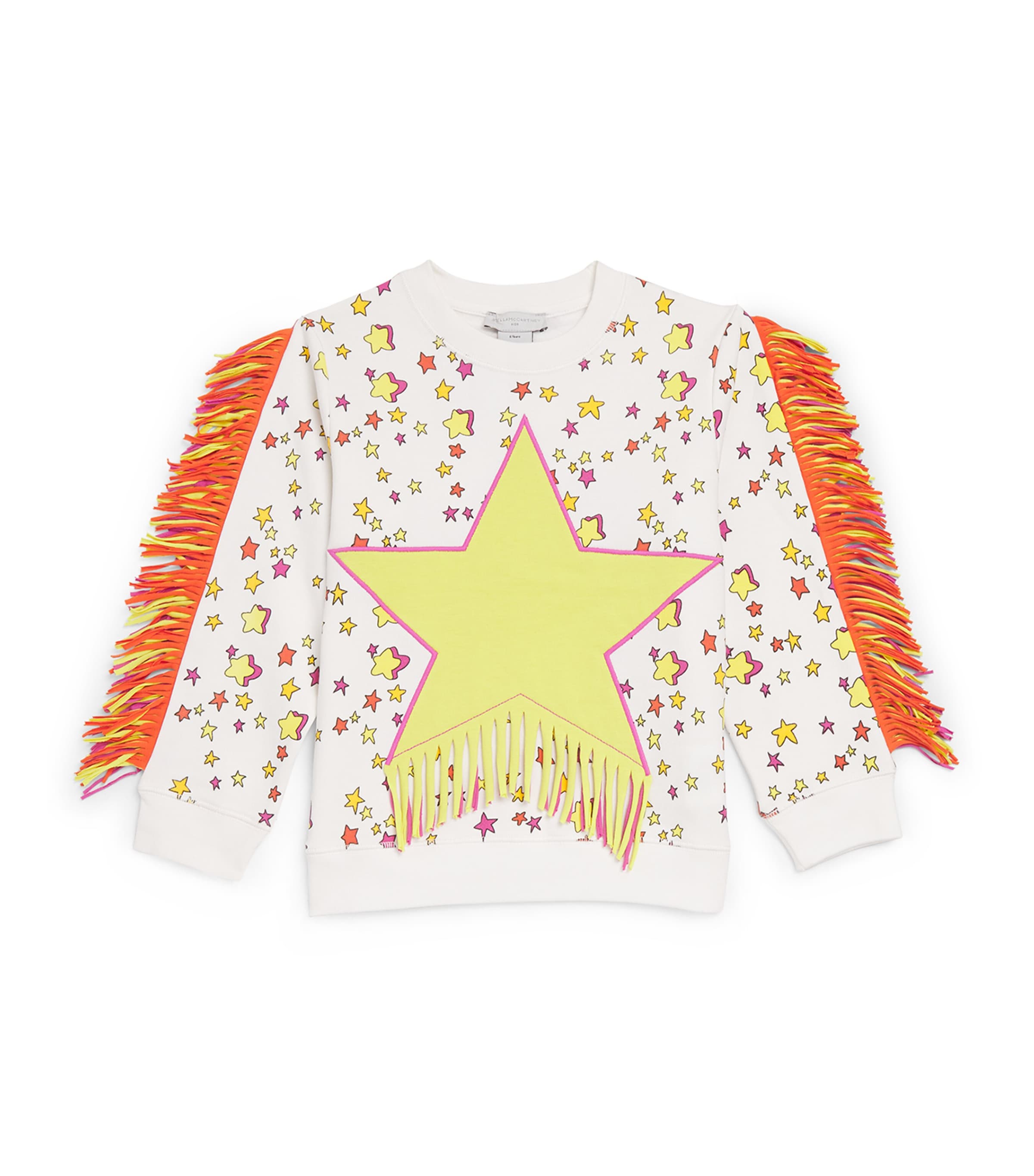 Stella Mccartney Star Print Fringe-detail Dress In White