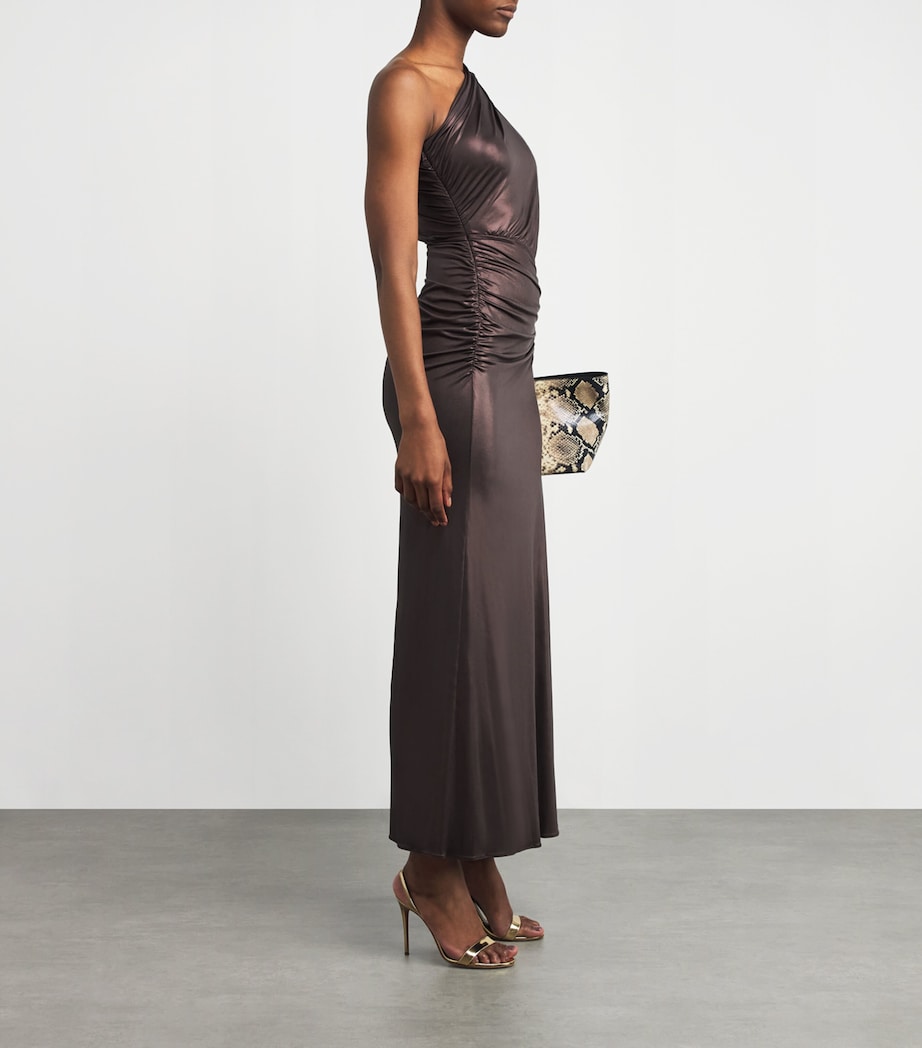 One-Shoulder Ruched Maxi Dress 906 MOCHA Image 2