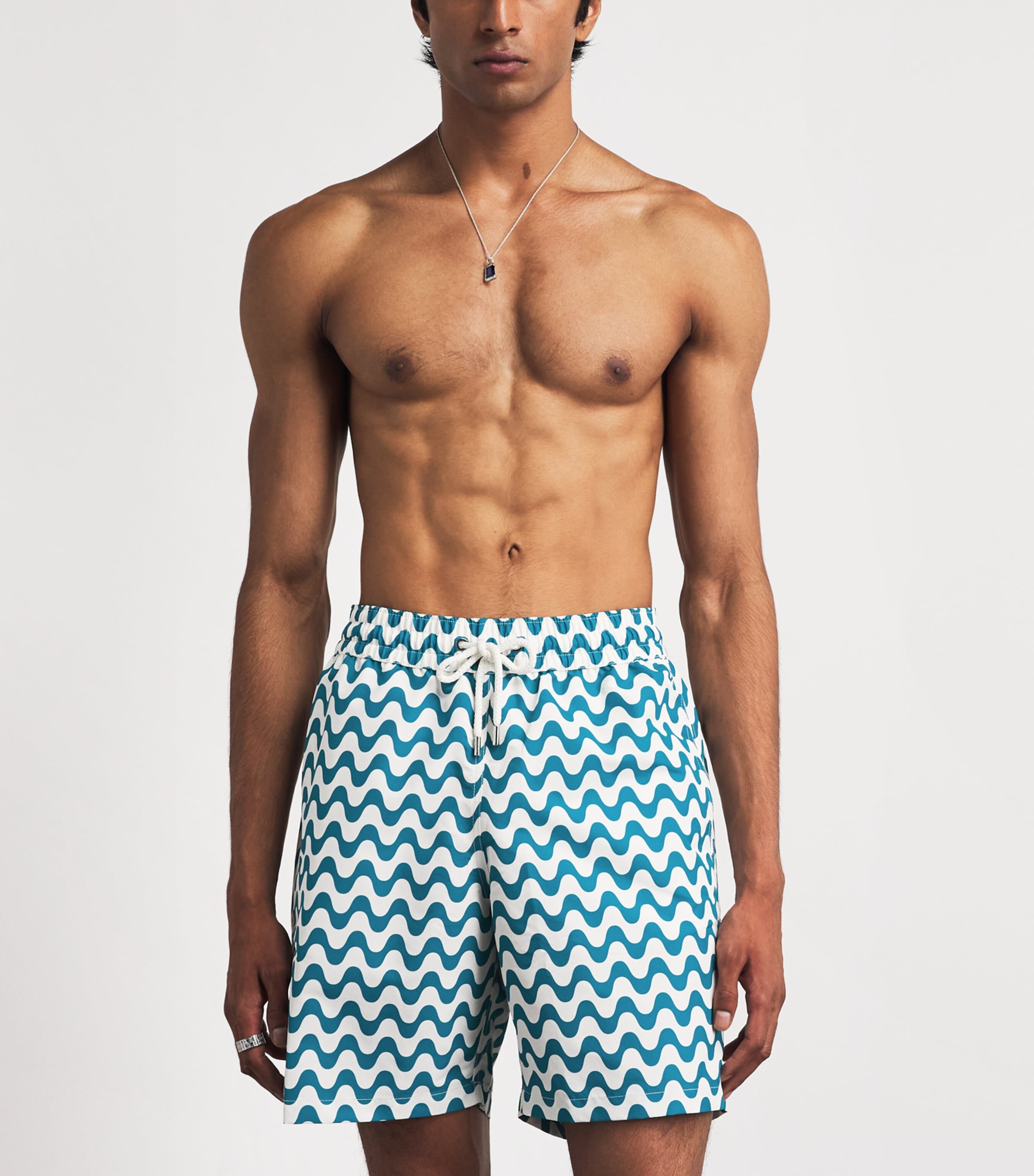 Frescobol Carioca Mens Printed Santos Swim Shorts Teal Image 4