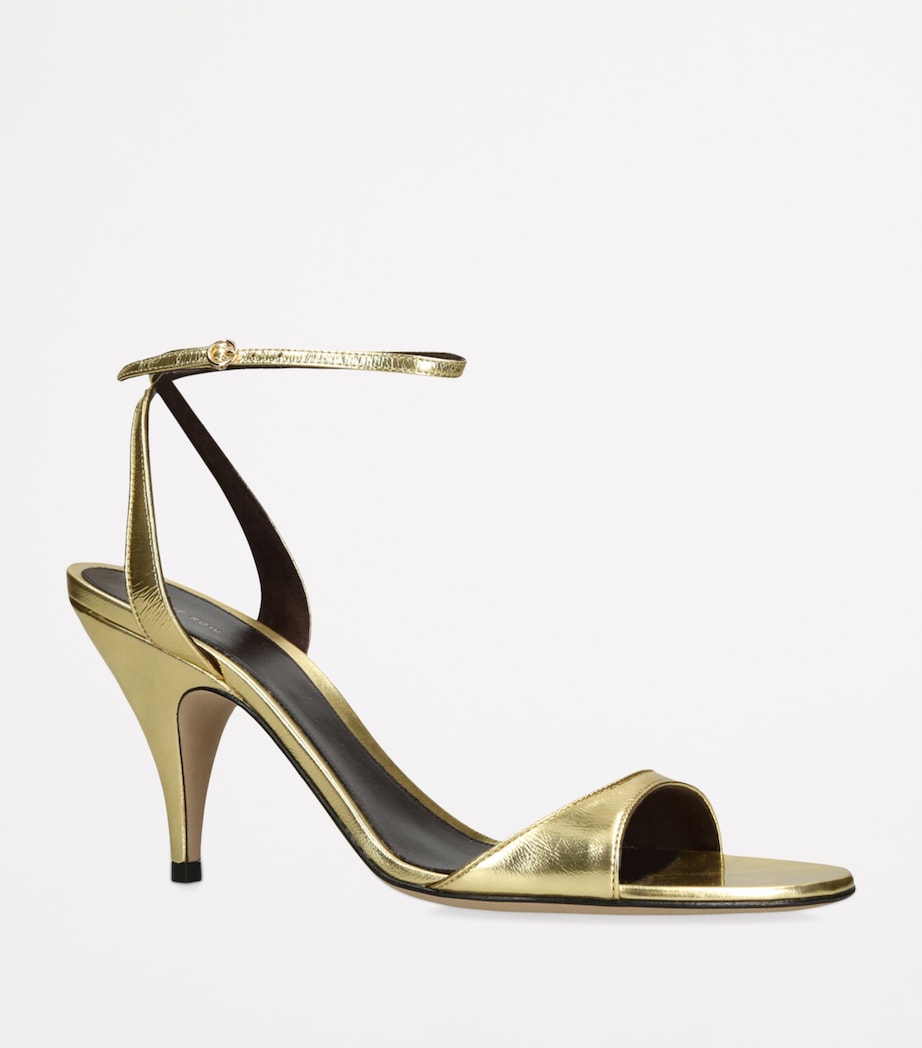The Row Vika Leather Heeled Sandals 80 Gold Image 3