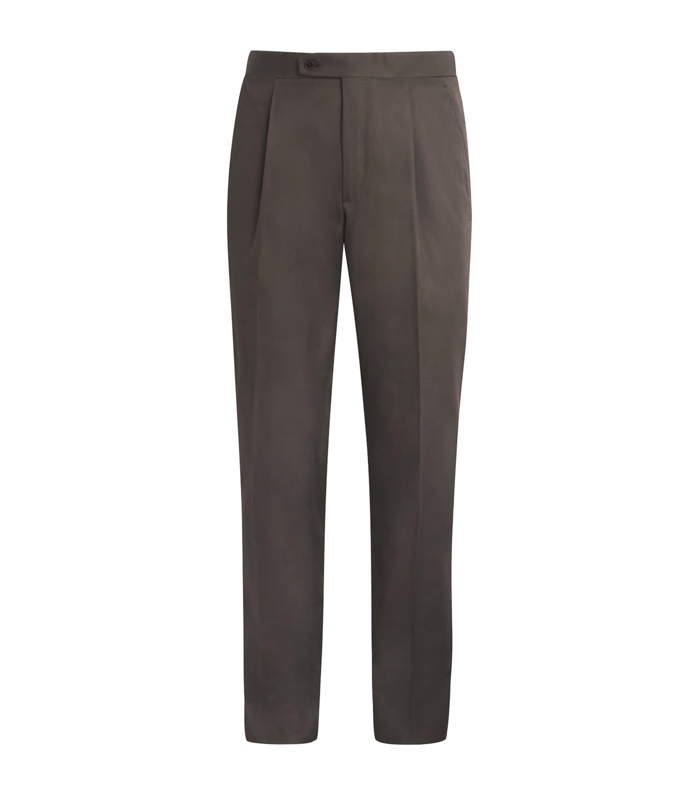 Brioni Mens Cotton Pleated Trousers Image 1