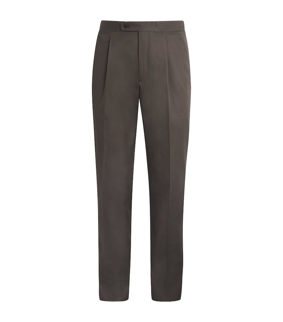 Brioni Mens Cotton Pleated Trousers Image 1