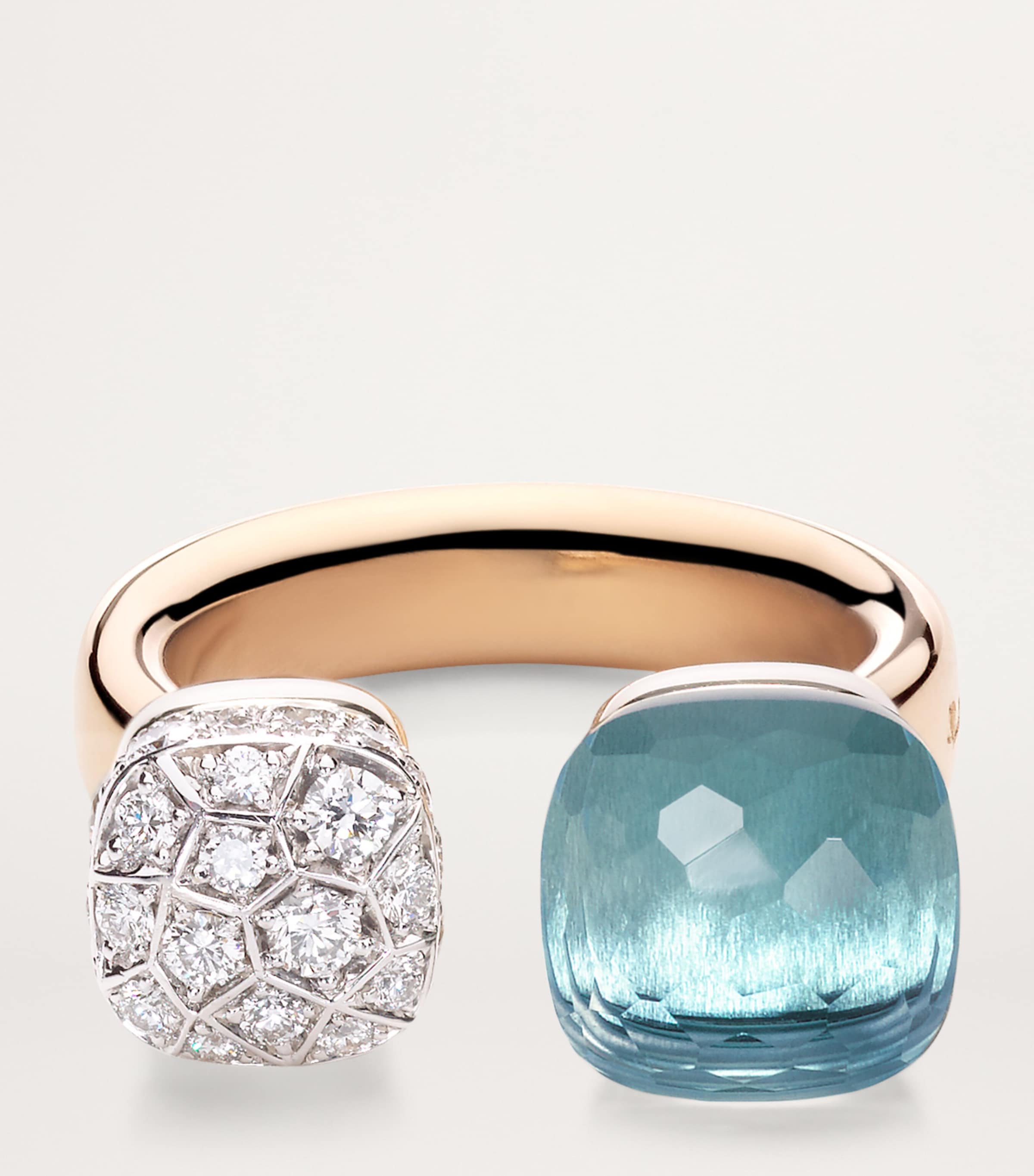 Mixed Gold Diamond and Topaz Nudo Ring DB0YY Image 4