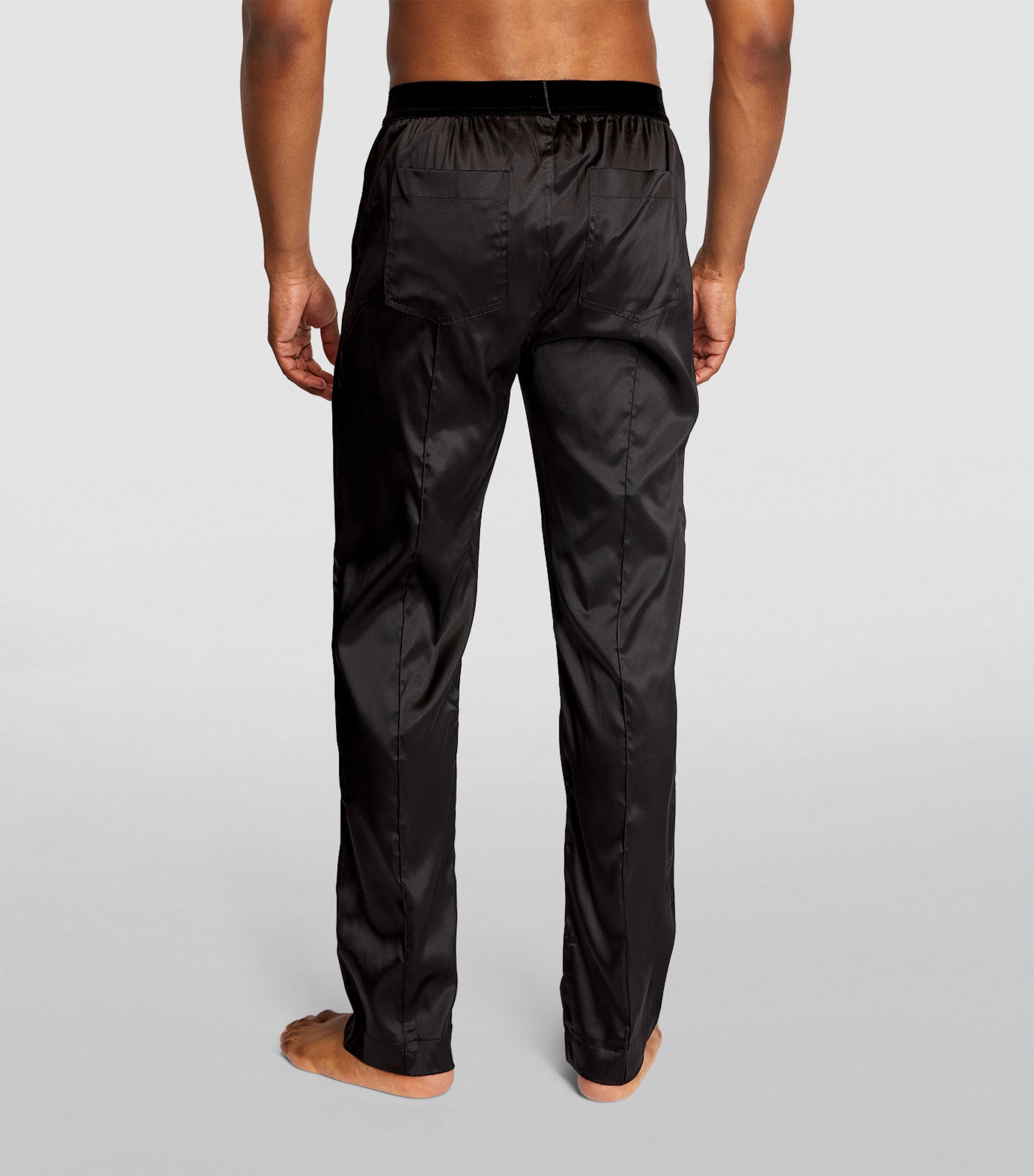 Stretch-Silk Pyjama Bottoms 002 BLACK Image 4