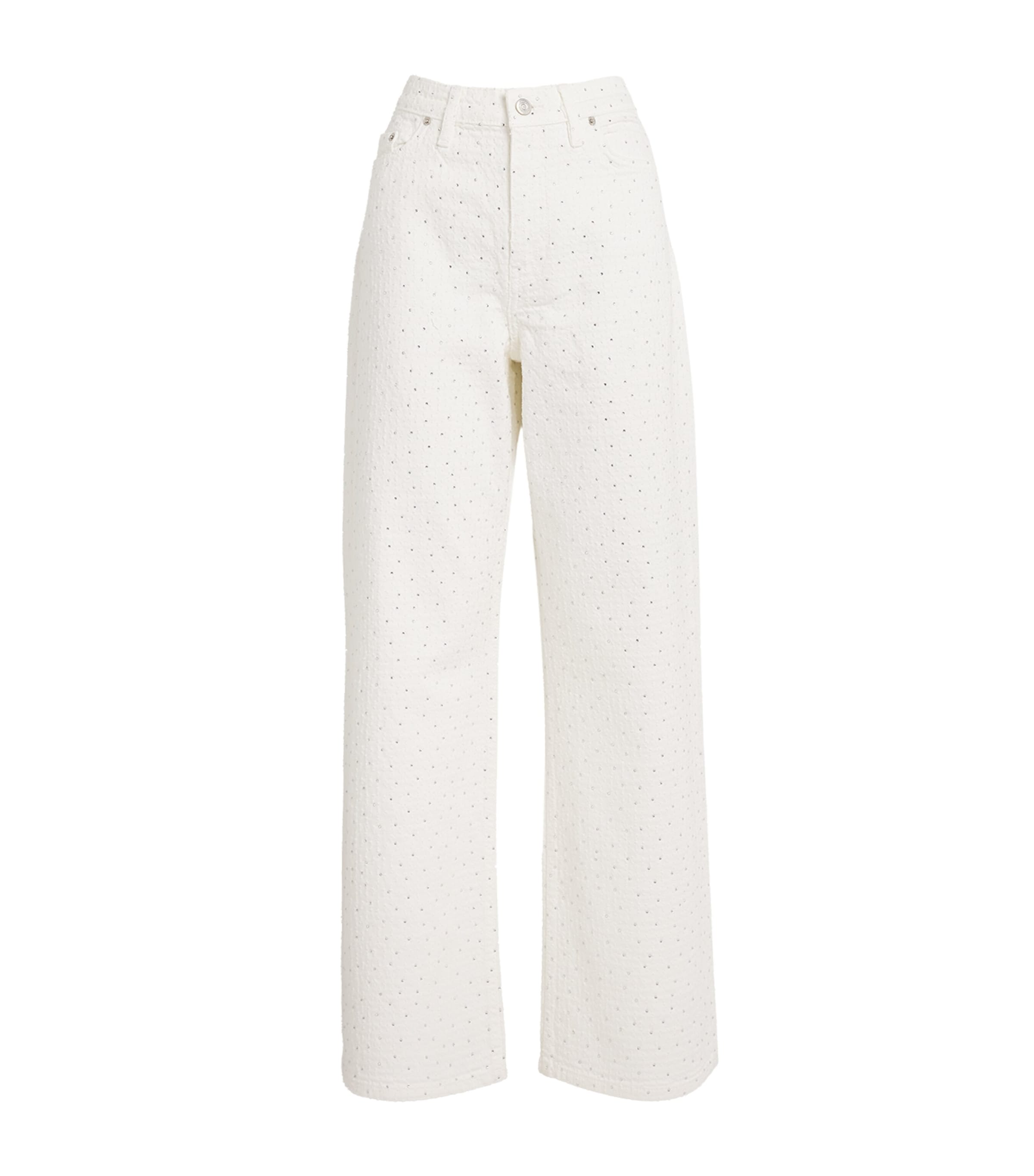 Maje Embellished Wide-leg Jeans In White