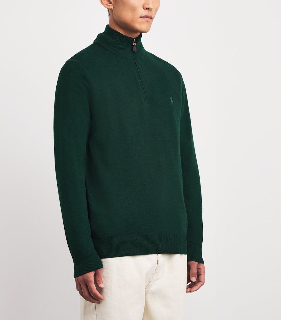 Wool Quarter-Zip Sweater GREEN Image 3