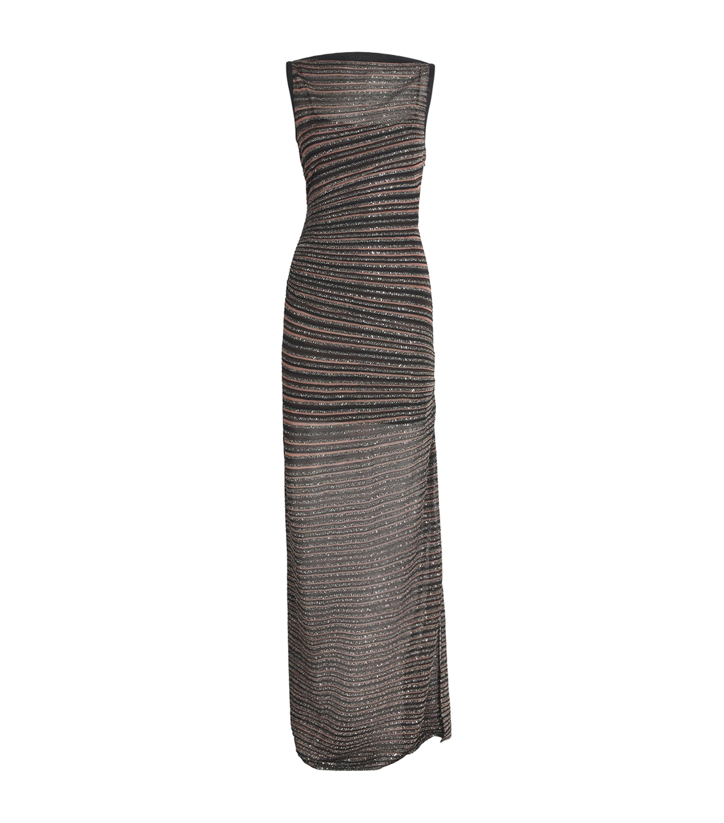 Missoni Womens Knit Stripe Maxi Dress Black+brown Image 1