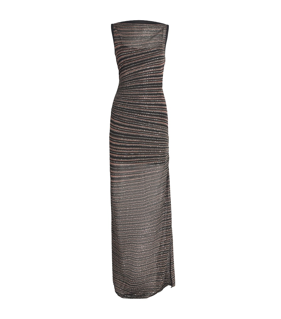 Missoni Womens Knit Stripe Maxi Dress Black+brown Image 1
