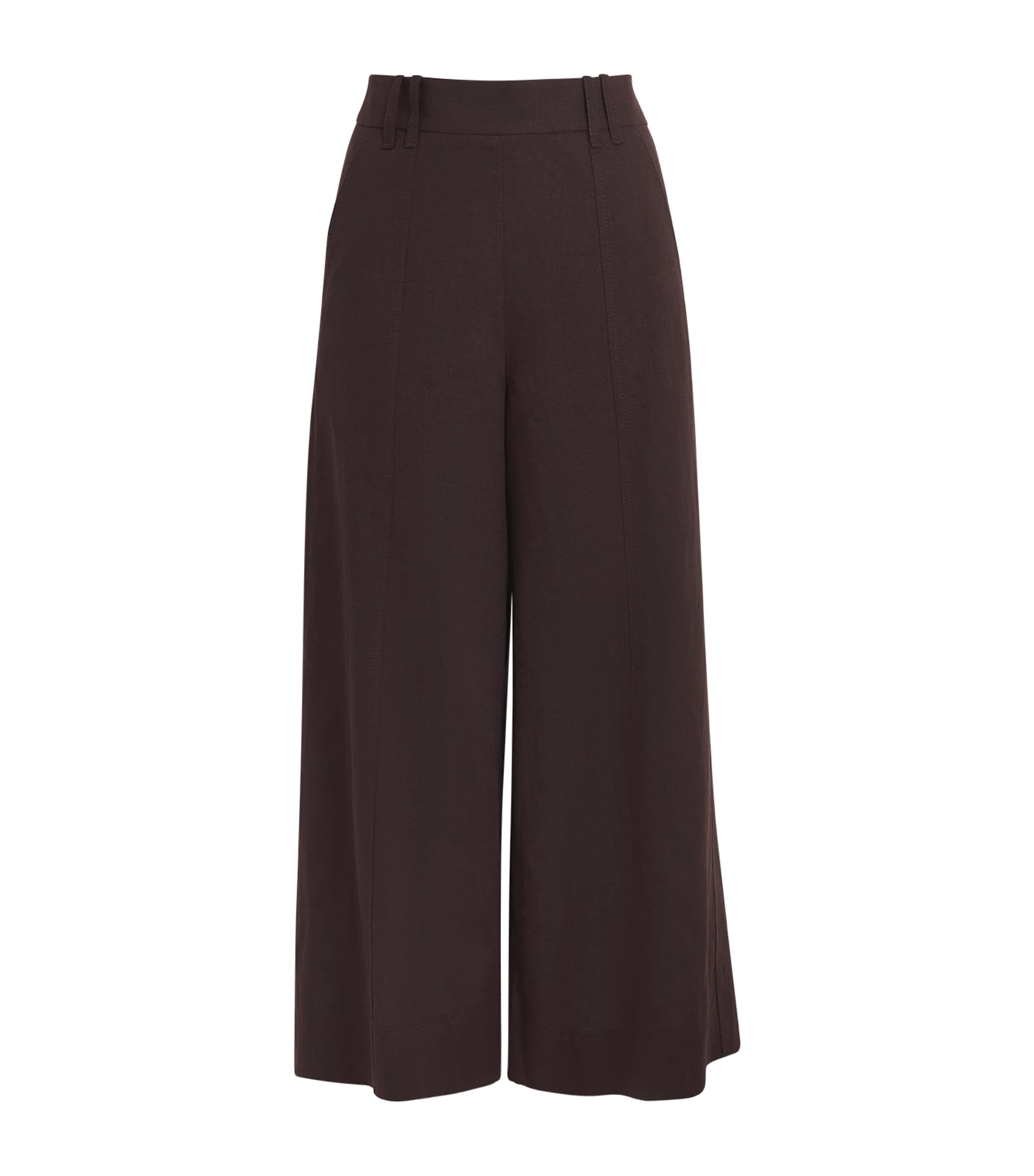 ME+EM Womens Cropped Wide-Leg Trousers Cocoa Brown Image 1