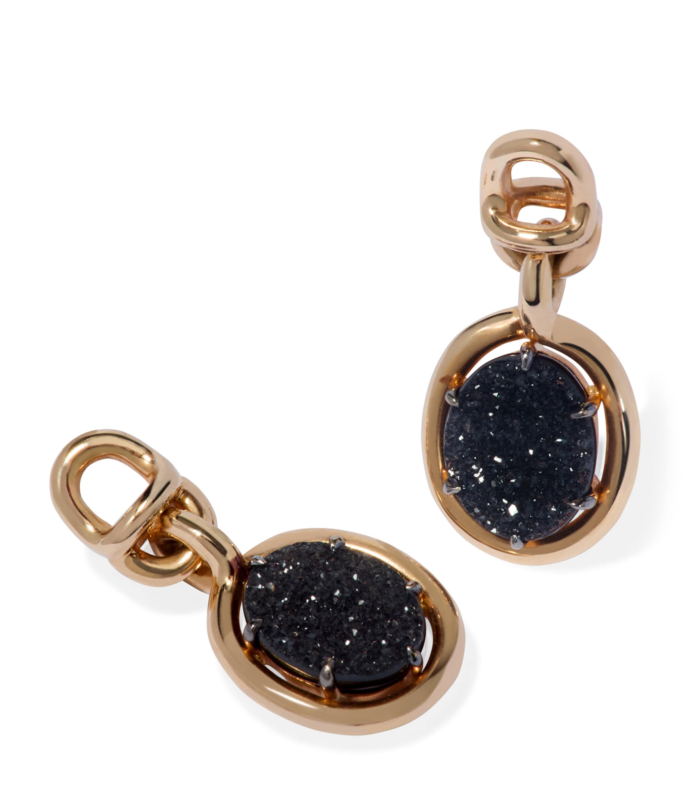 Yellow Gold and Drusy Black Onyx Mythology Earring Drops YELLOW GOLD Image 1
