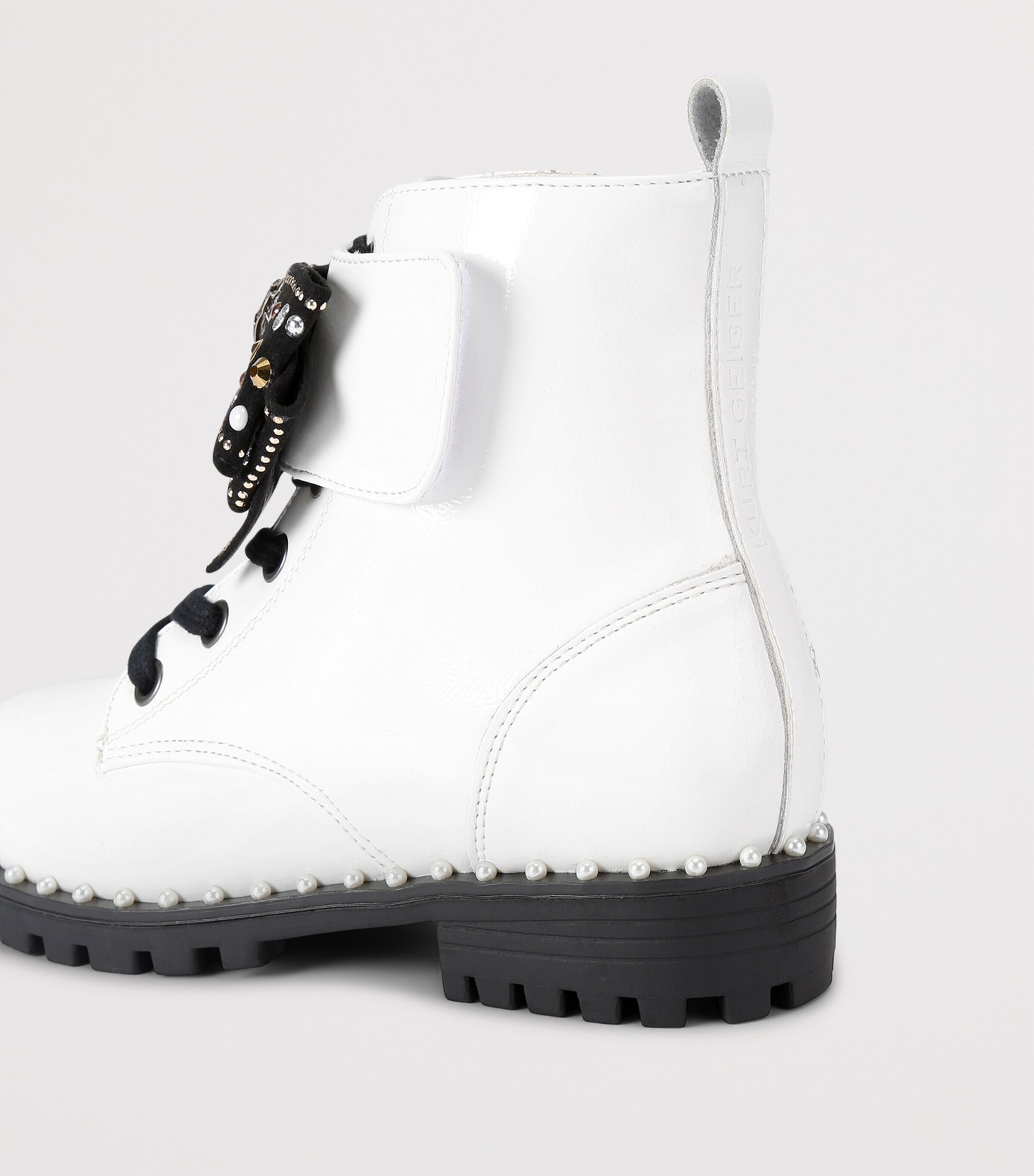 Kurt Geiger London Leather Kensington Bow Boots Bone Image 2