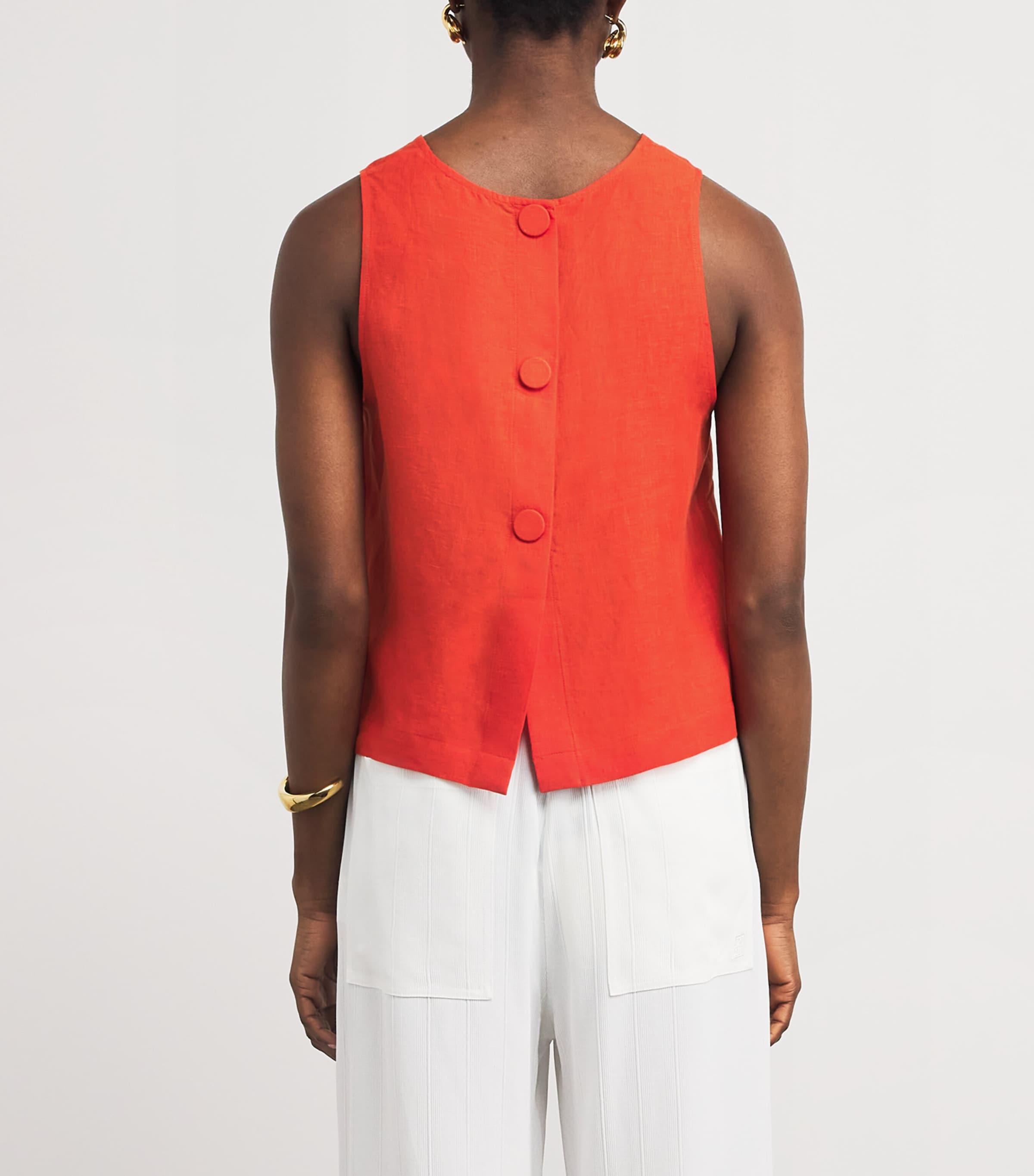 Eres Womens Linen Sleeveless Ravie Blouse Rooibos Image 5