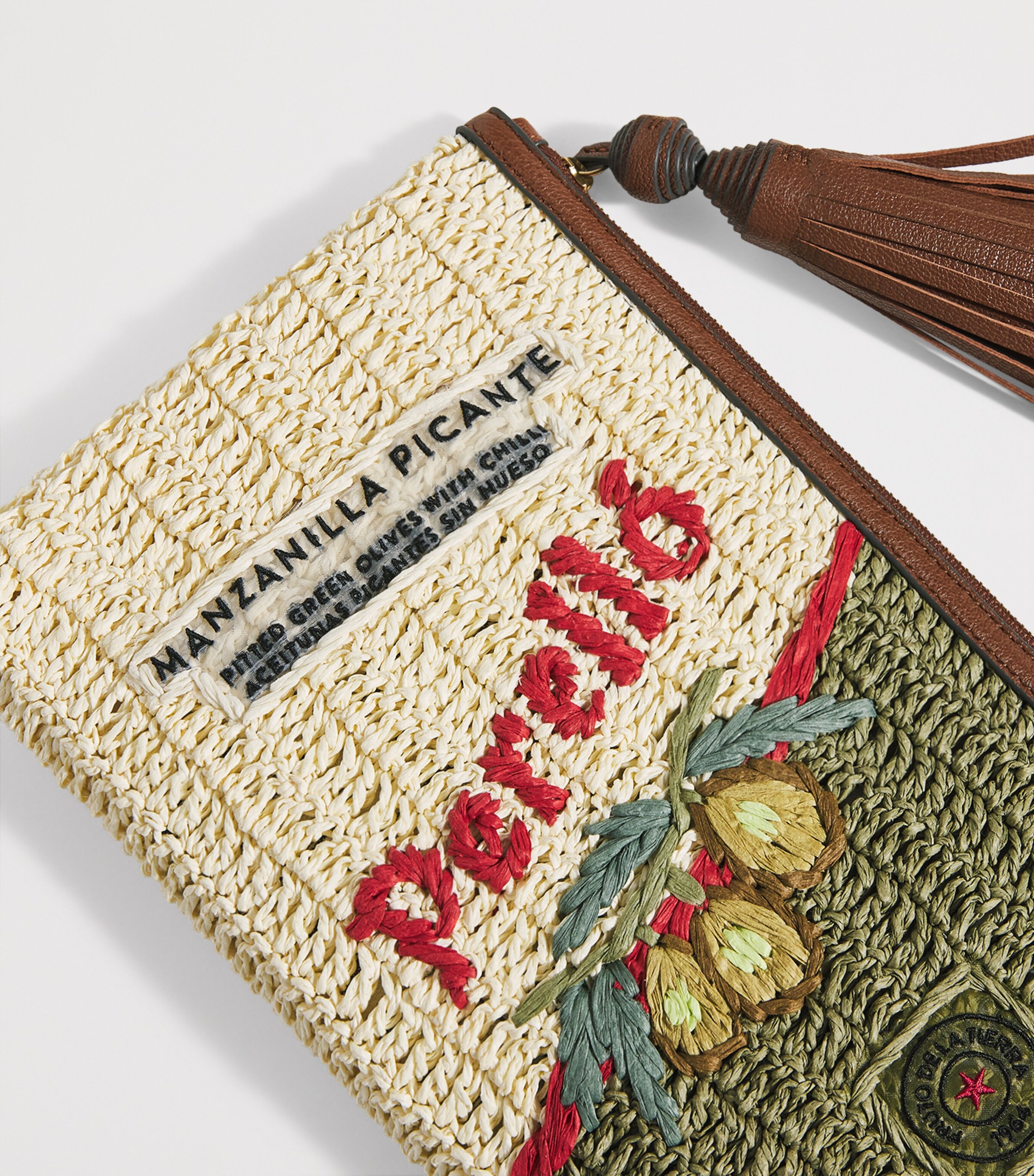Anya Hindmarch Multi Leather-Raffia Olives Clutch Bag | Harrods US