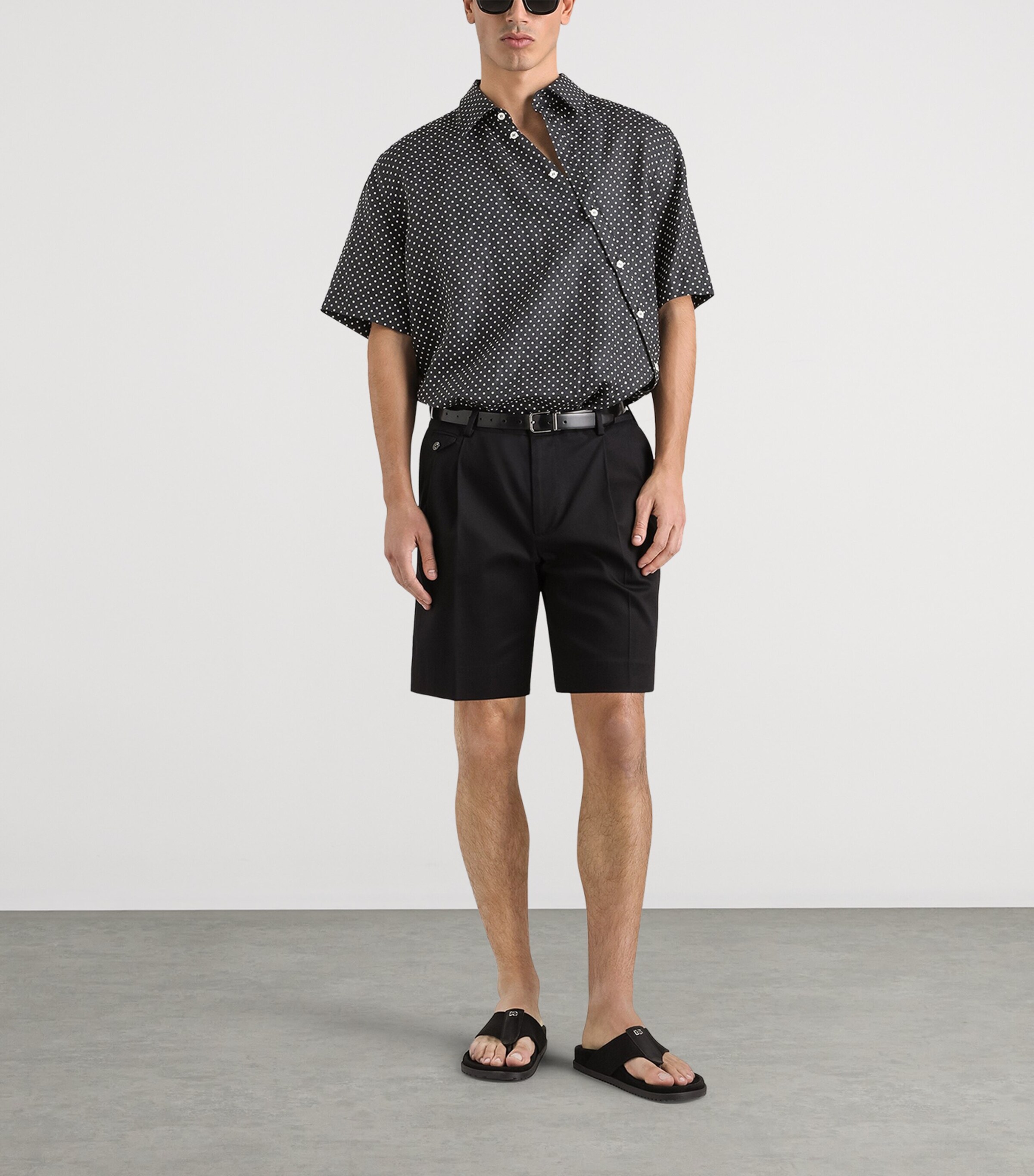 Dolce&Gabbana Mens Linen Polka Dot Asymmetric Shirt Pois Piccolo F Image 2
