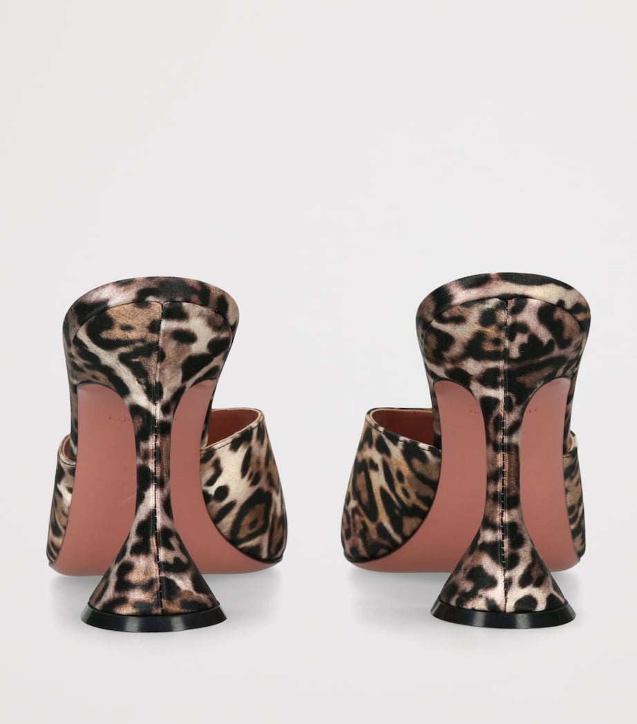 Amina Muaddi Satin Leopard Print Lupita Mules 95 Dk.brn Com Image 2