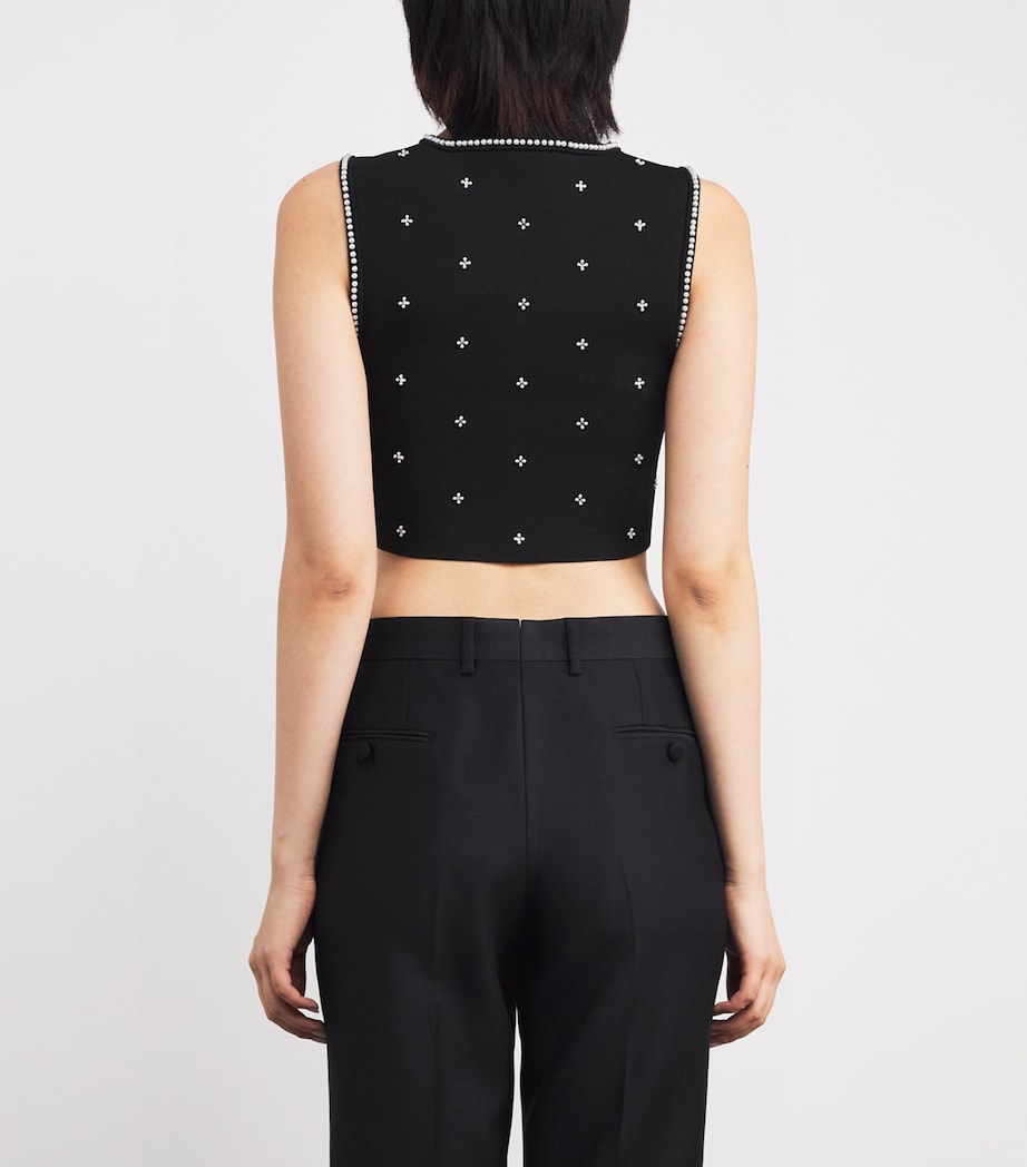 Knitted Embellished Crop Top BLACK Image 4