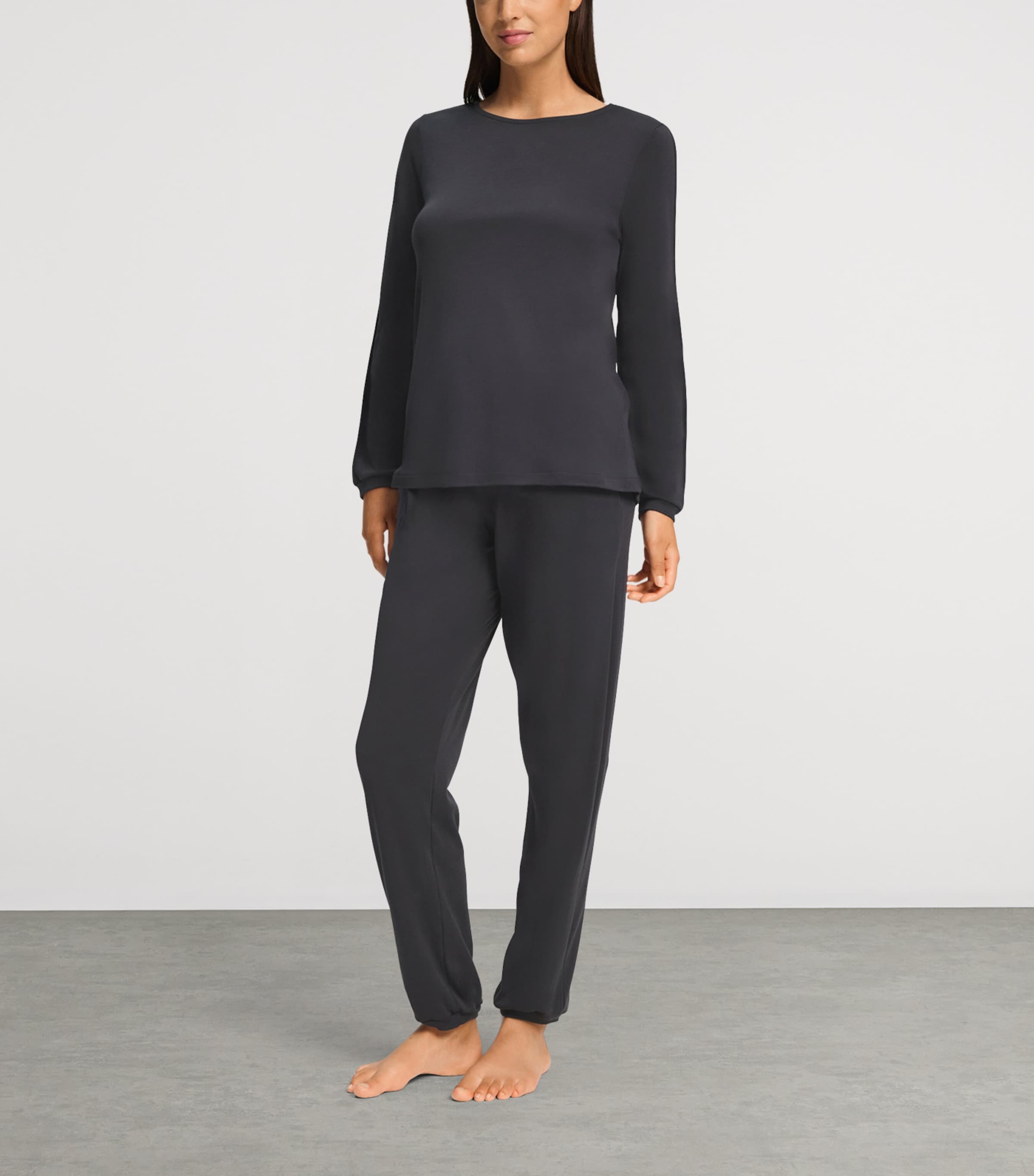 Hanro Womens Cotton Franca Pyjama Set Phantom Image 4