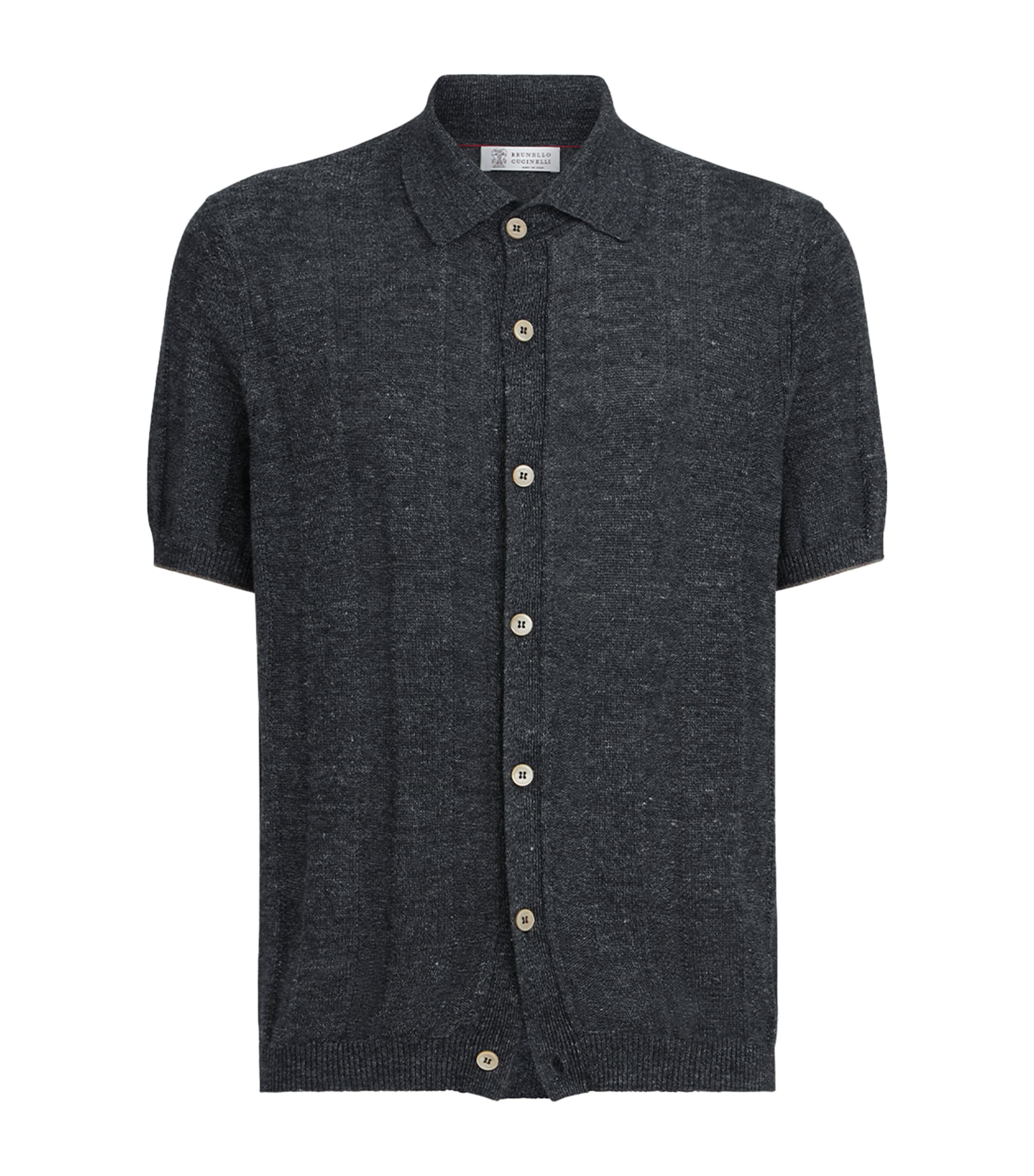Brunello Cucinelli Mens Linen-Cotton Polo Sweater Image 1