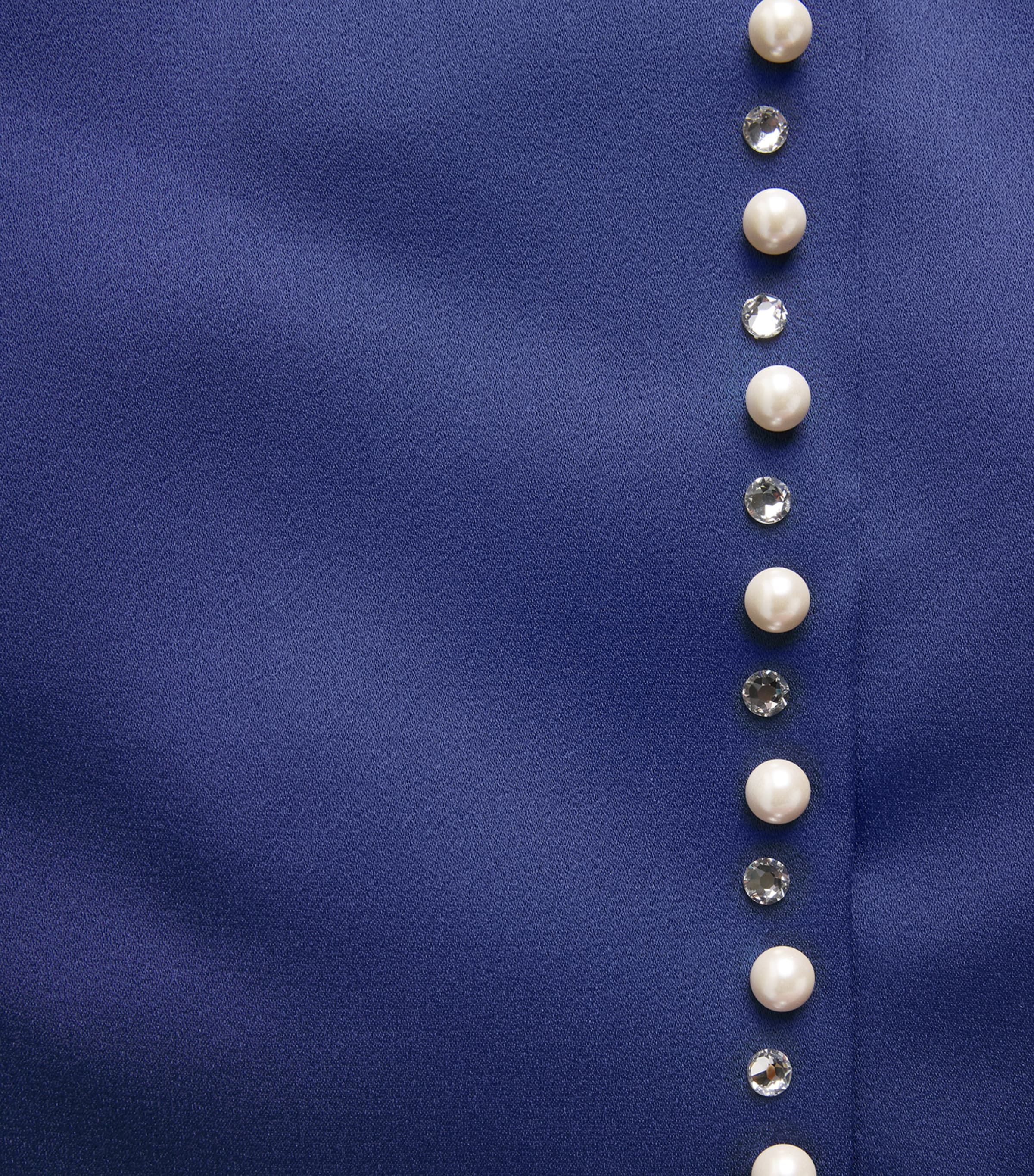 Satin Faux Pearl-Detail Maxi Dress 4000 NAVY Image 5
