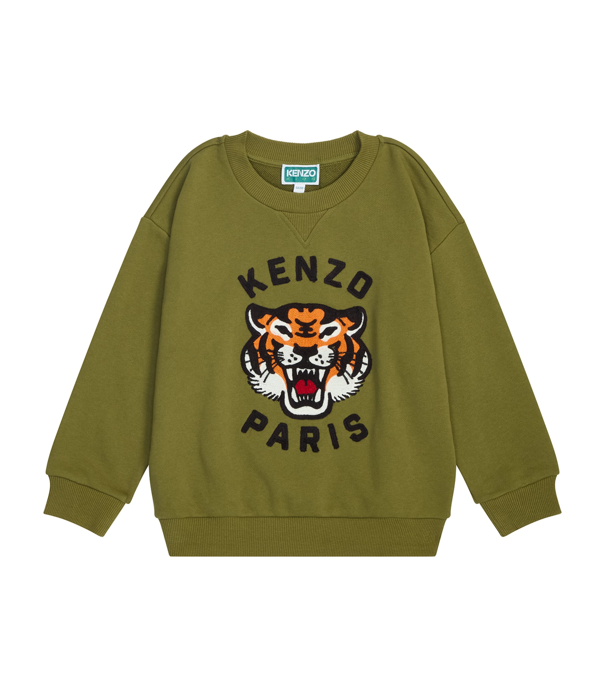 Kenzo Cotton Crochet-tiger Sweatshirt In Green