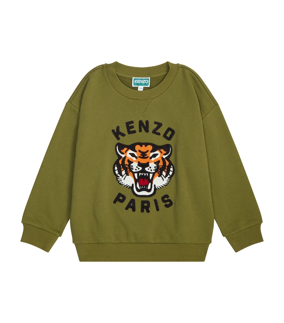 Cotton Crochet-Tiger Sweatshirt (2-14 Years) SPHAGNUM Image 1