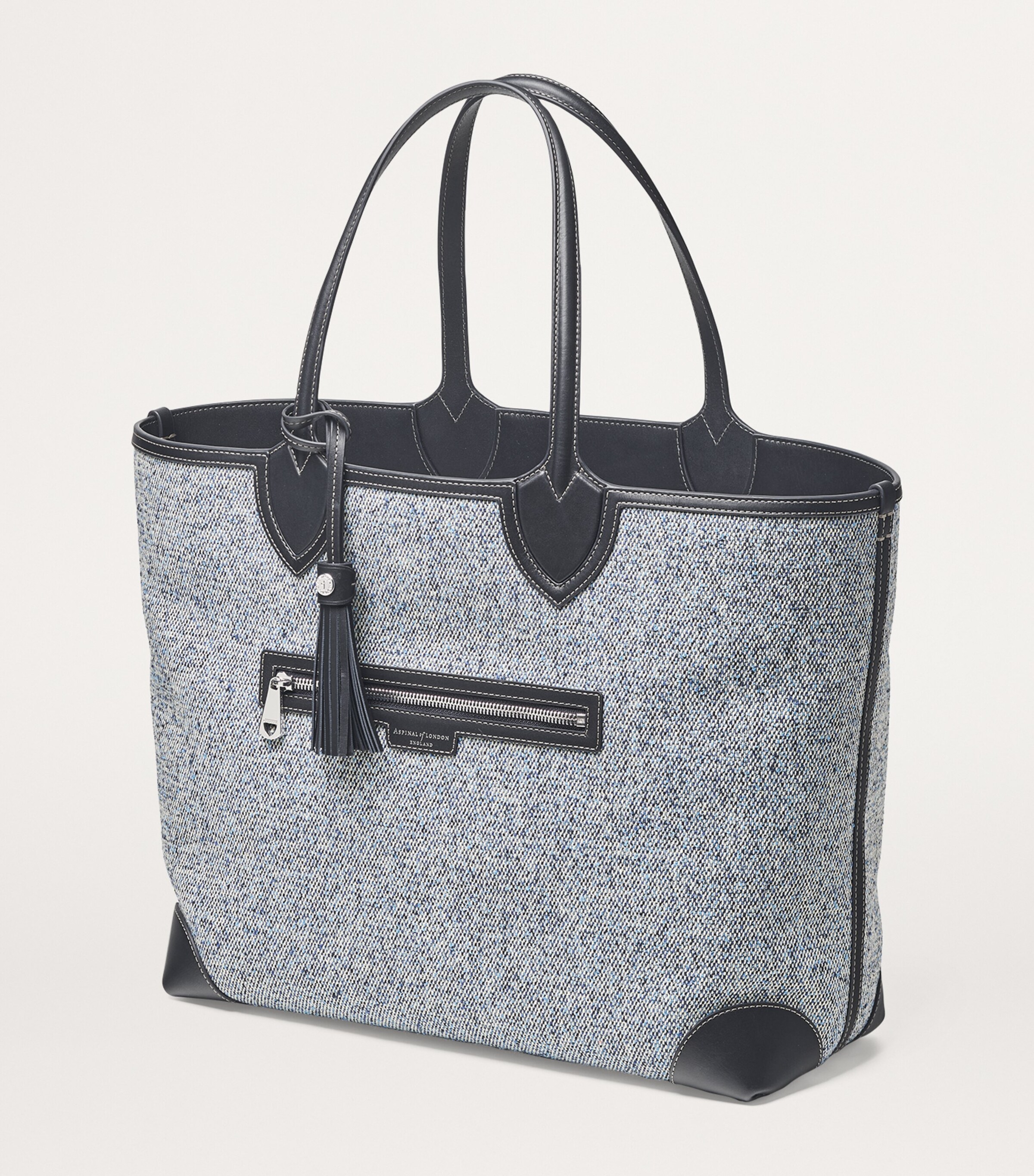 Aspinal Of London Canvas-Leather Resort Bag Navy Image 2
